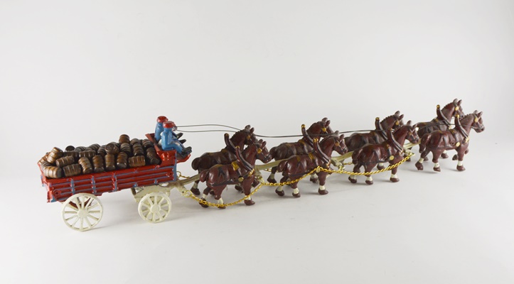 Vintage Clydesdale Horse Team and Wagon Toy