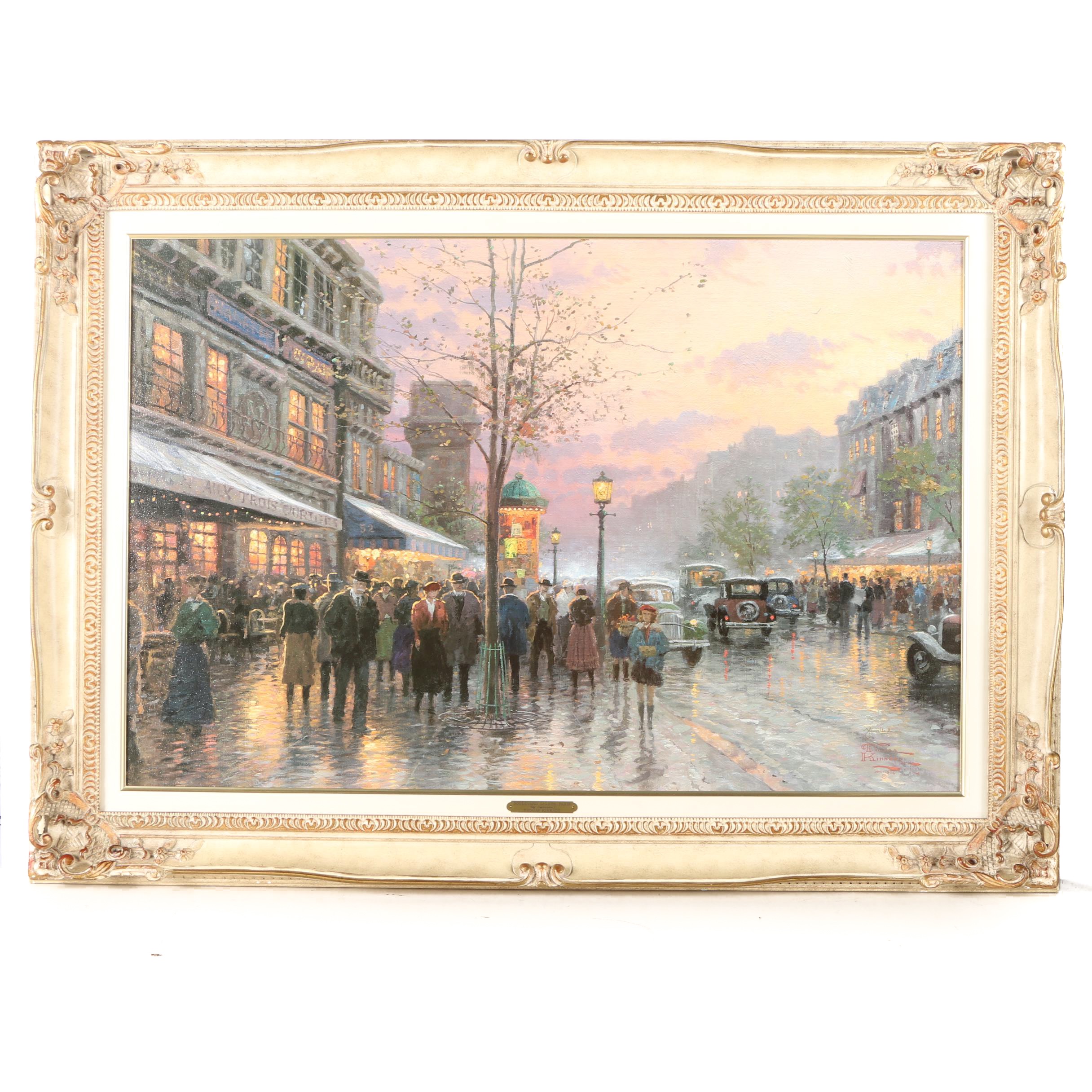Thomas Kinkade Giclee Print on Canvas "Boulevard Lights, Paris"