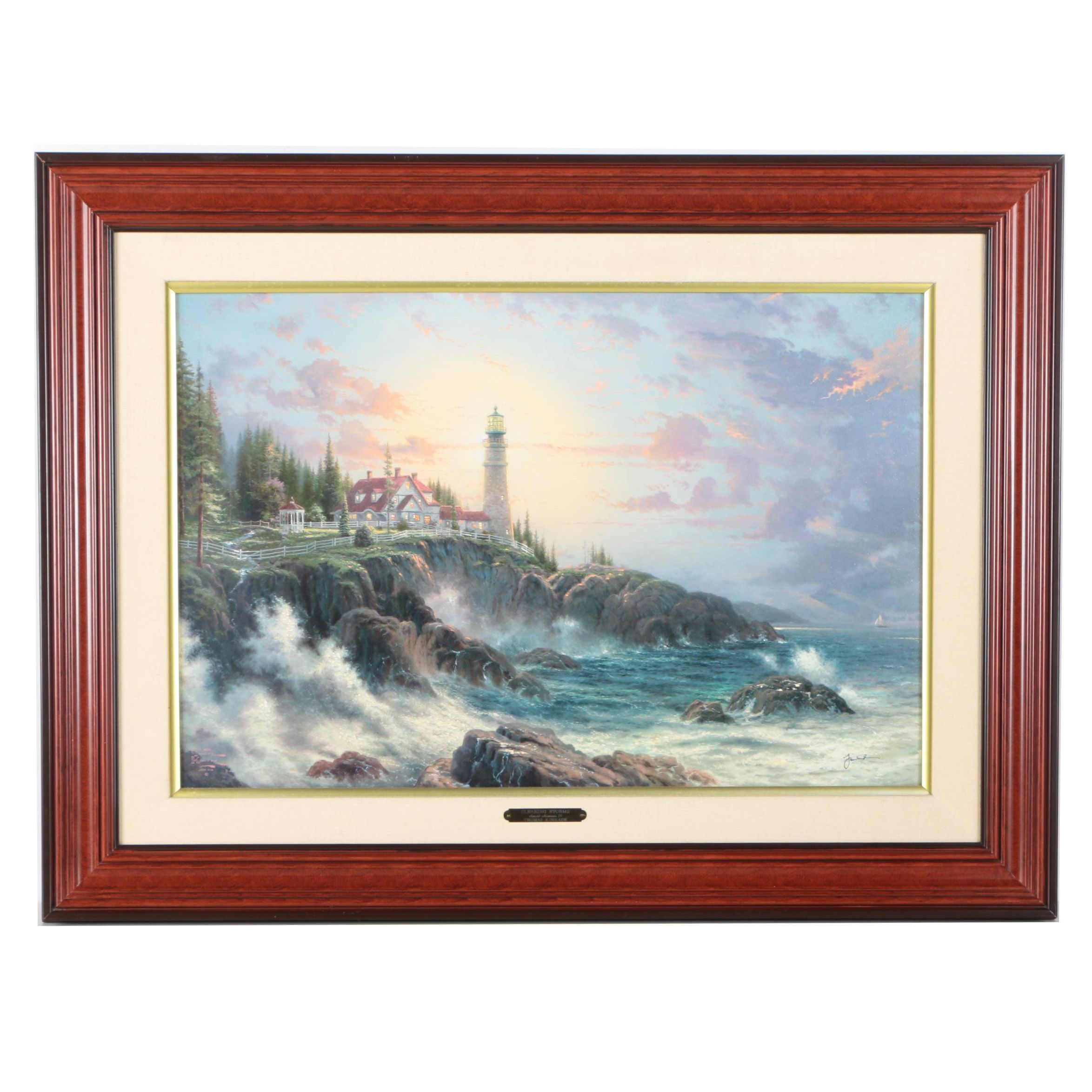 Thomas Kinkade Limited Edition Embellished Offset Lithograph on Canvas "Clearing Storms"