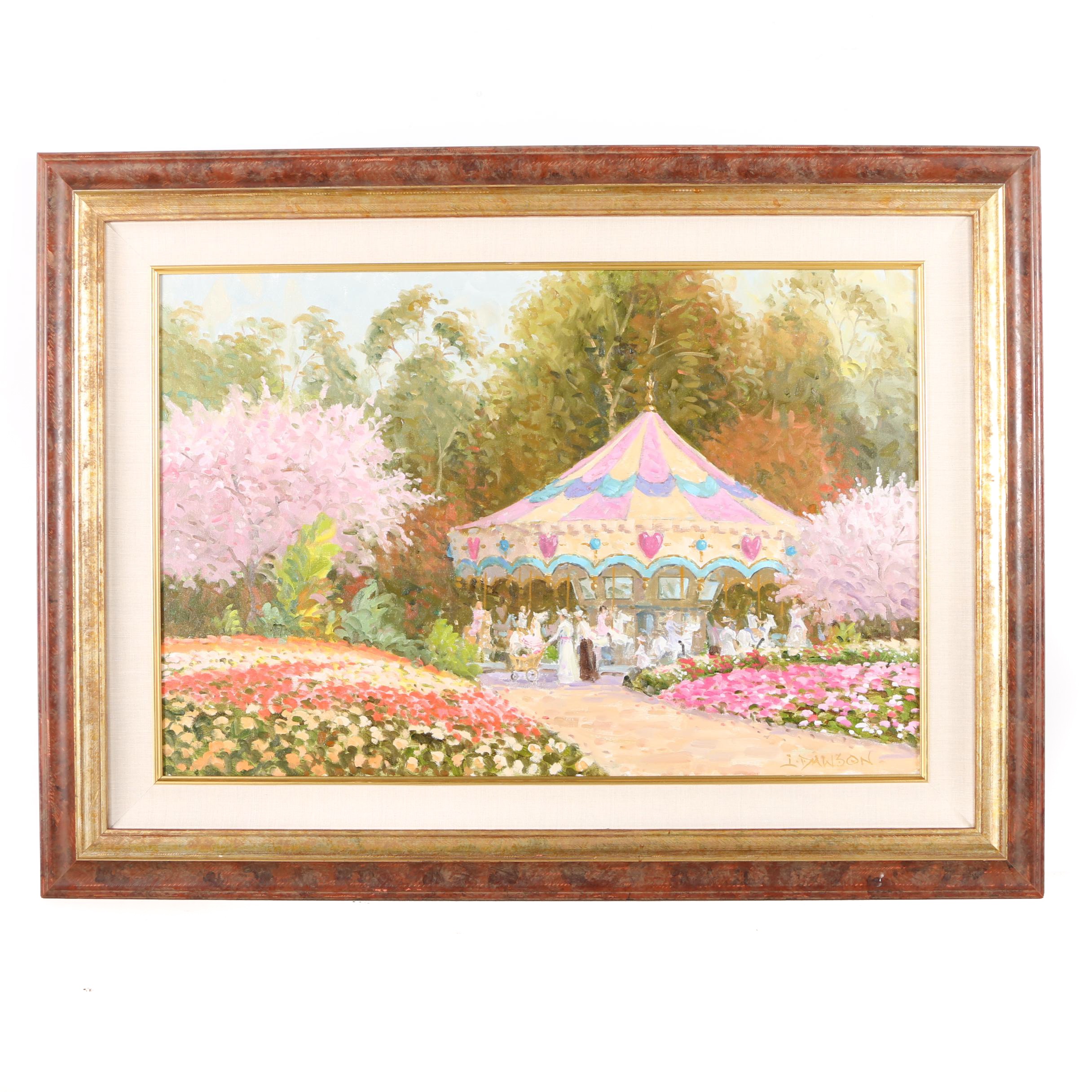 Lindsey Dawson Oil Painting on Canvas "Valentine's Carousel"