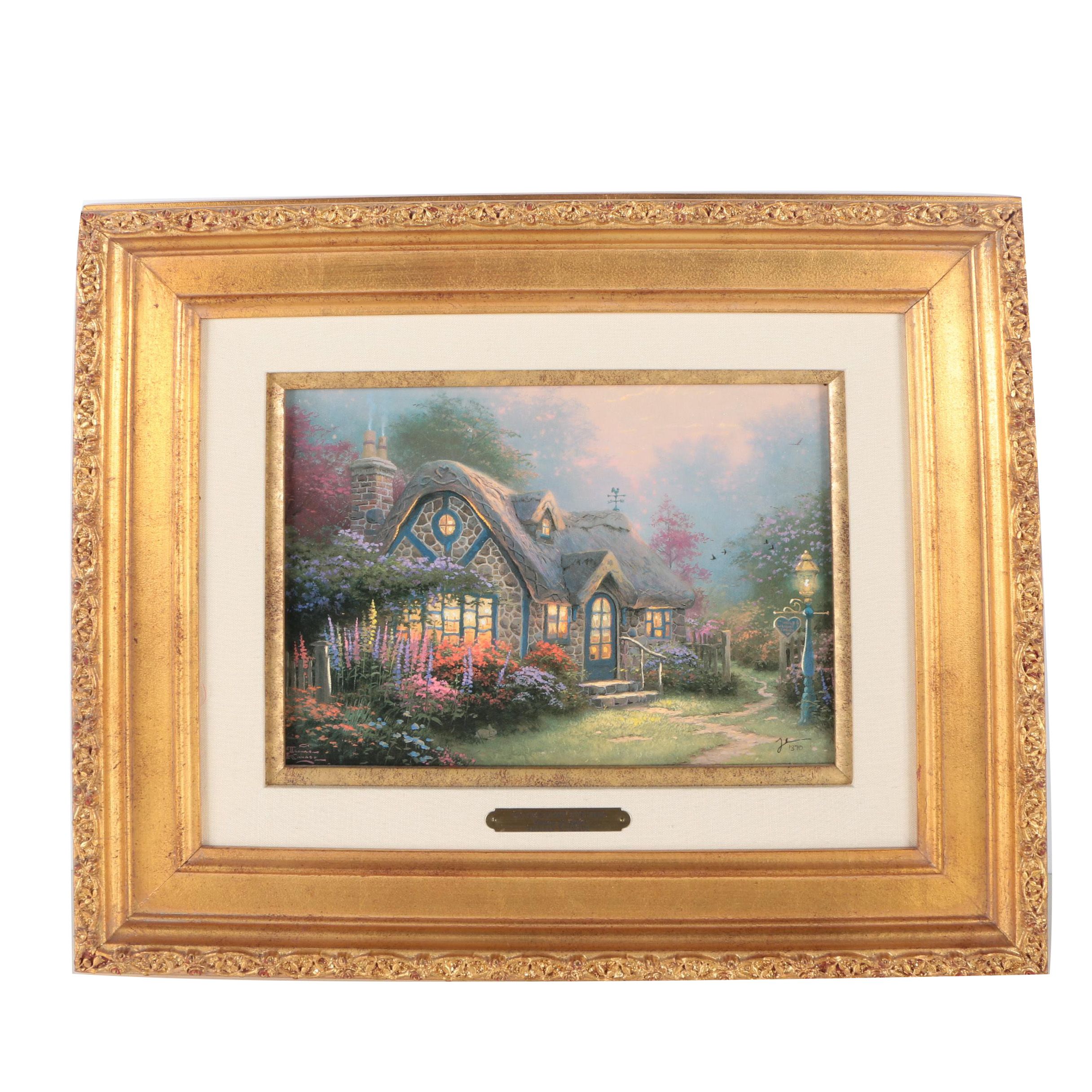 Thomas Kinkade Offset Lithograph on Canvas "Candlelight Cottage"