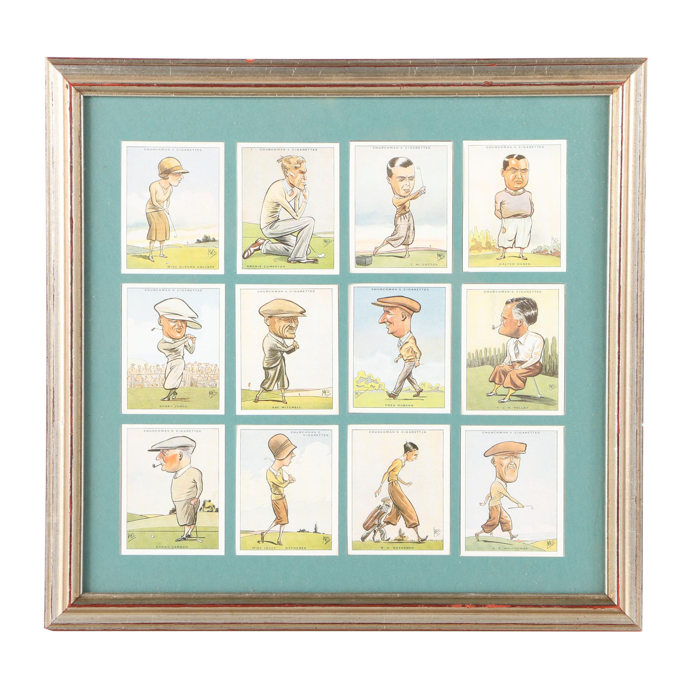 Offset Lithograph Reproductions of Churchman's Cigarettes Prominent Golfer's Trading Cards
