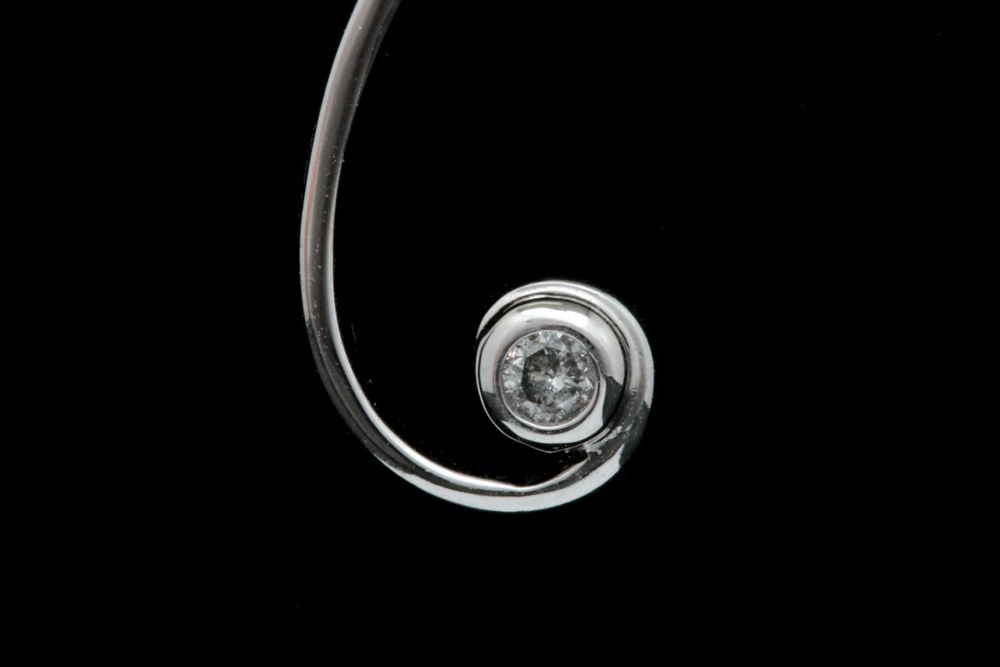 10K White Gold and Diamond Heart Pendant with Chain