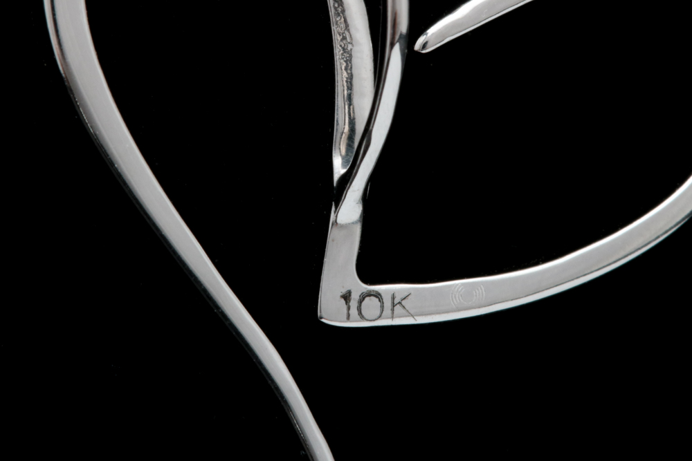 10K White Gold and Diamond Heart Pendant with Chain