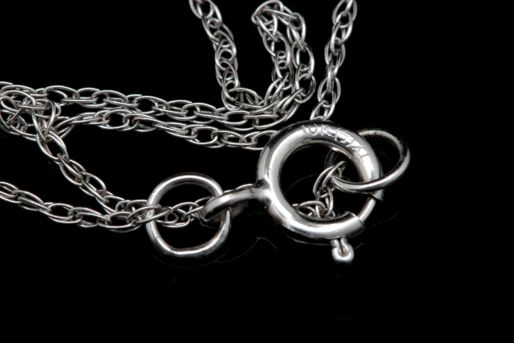 10K White Gold and Diamond Heart Pendant with Chain