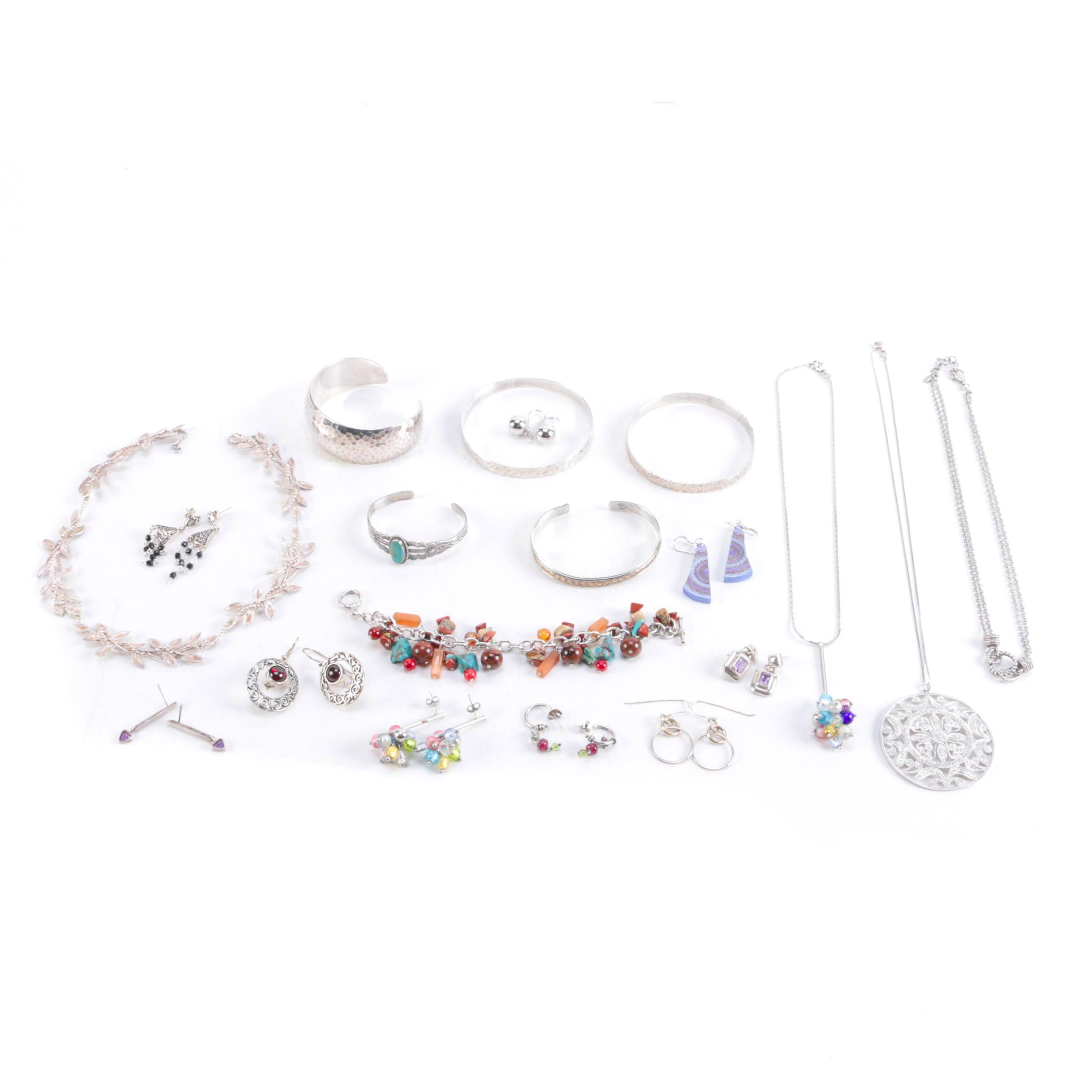 Sterling Silver Jewelry Including Diamonds