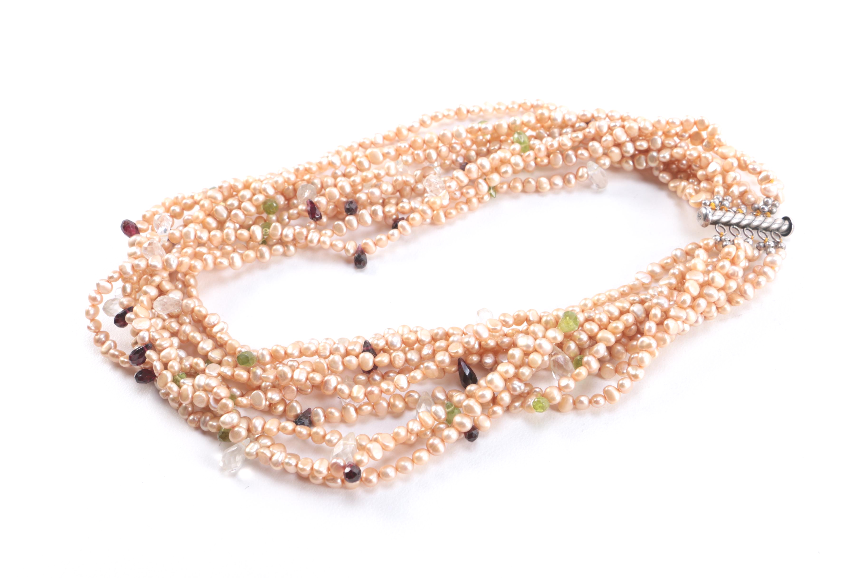 Sterling Jewelry Including Cultured Pearl and Peridot