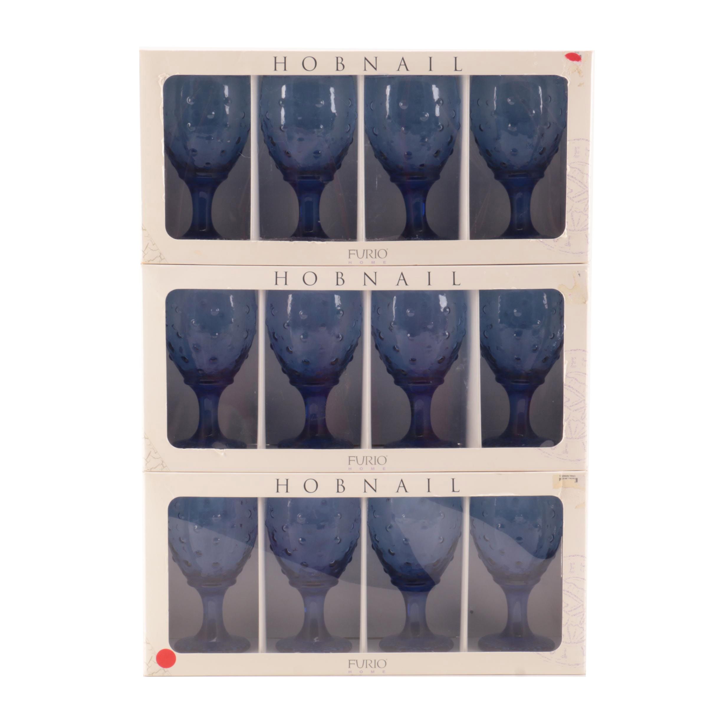 "Hobnail Mediterranean Blue" Goblets by Furio Home