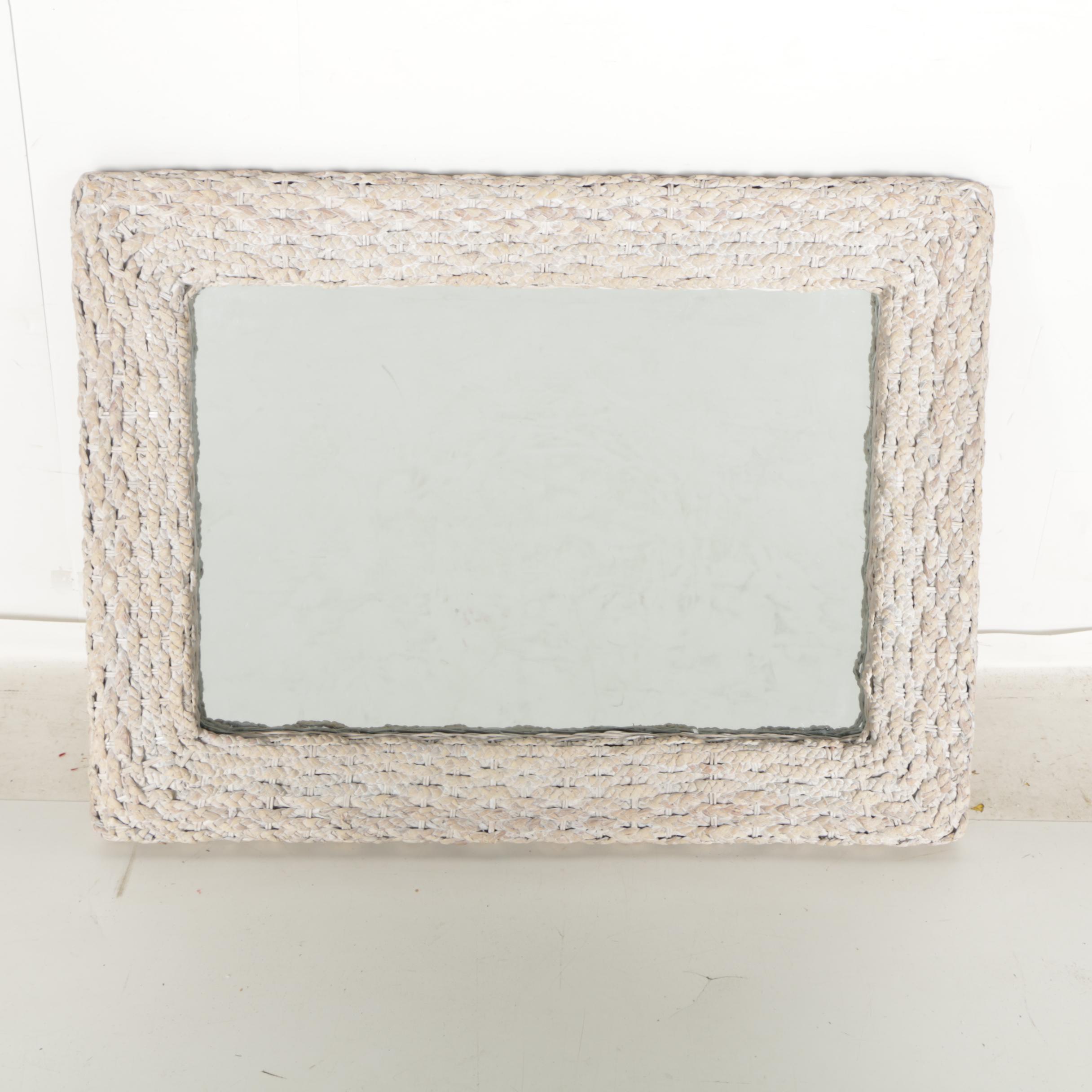 White Wicker Framed Mirror