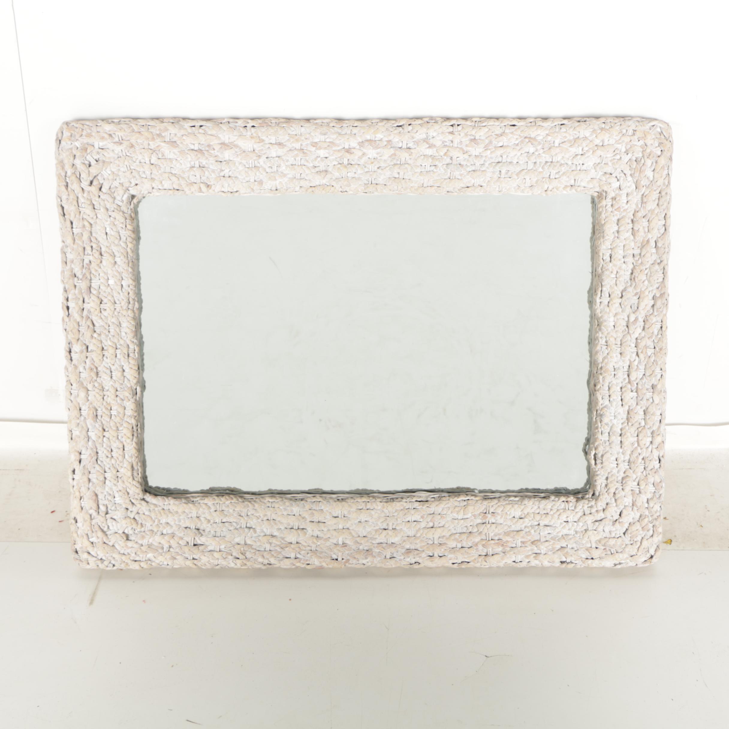 White Wicker Framed Mirror