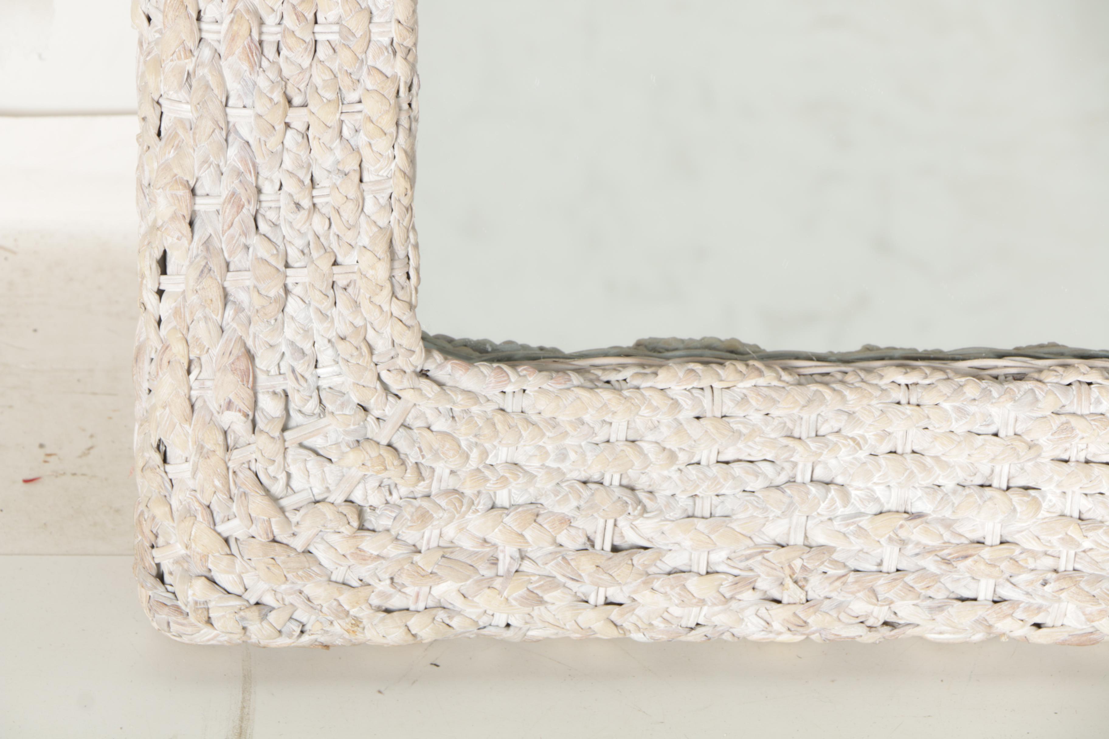 White Wicker Framed Mirror