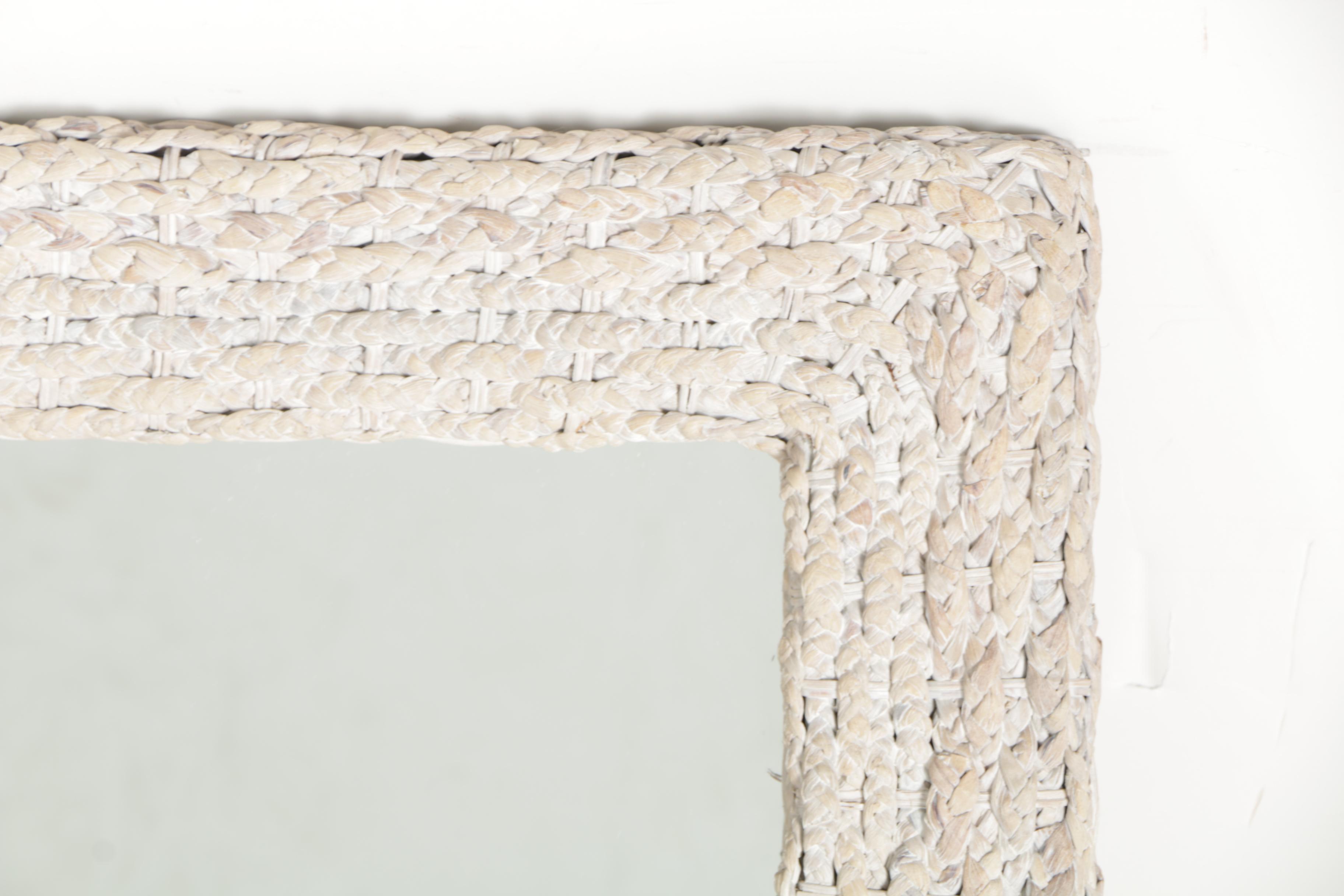 White Wicker Framed Mirror