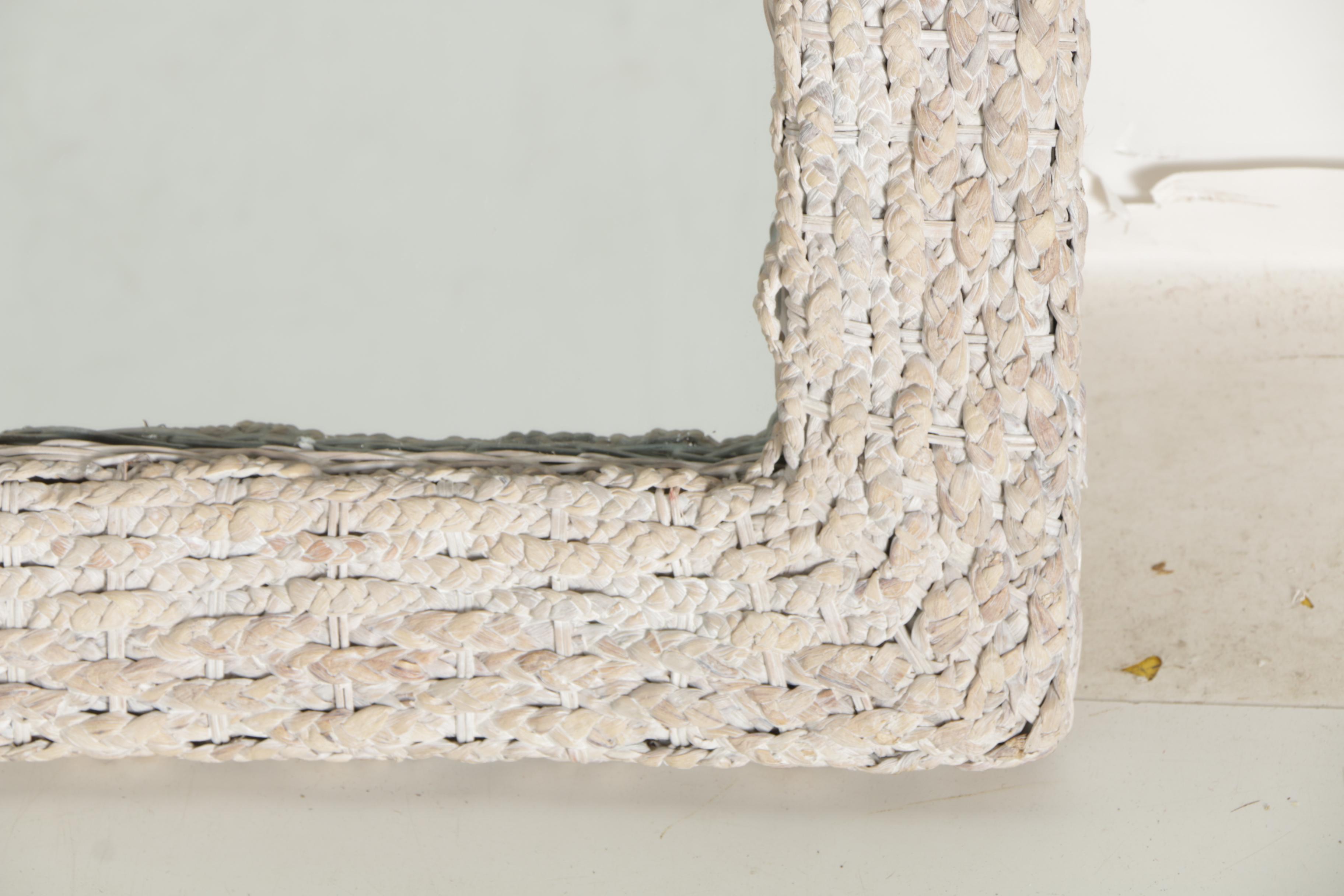 White Wicker Framed Mirror