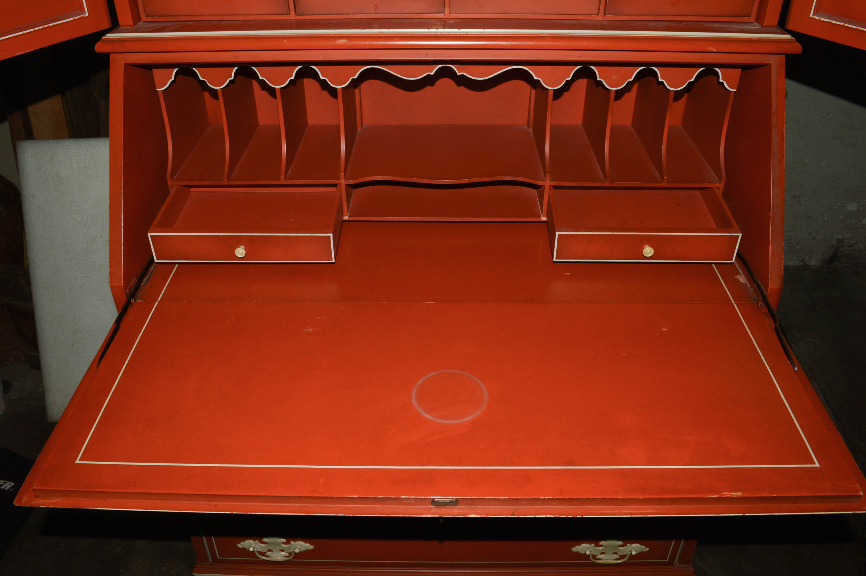 Cottage-Style Painted Secretary Desk With Twenty Drawers