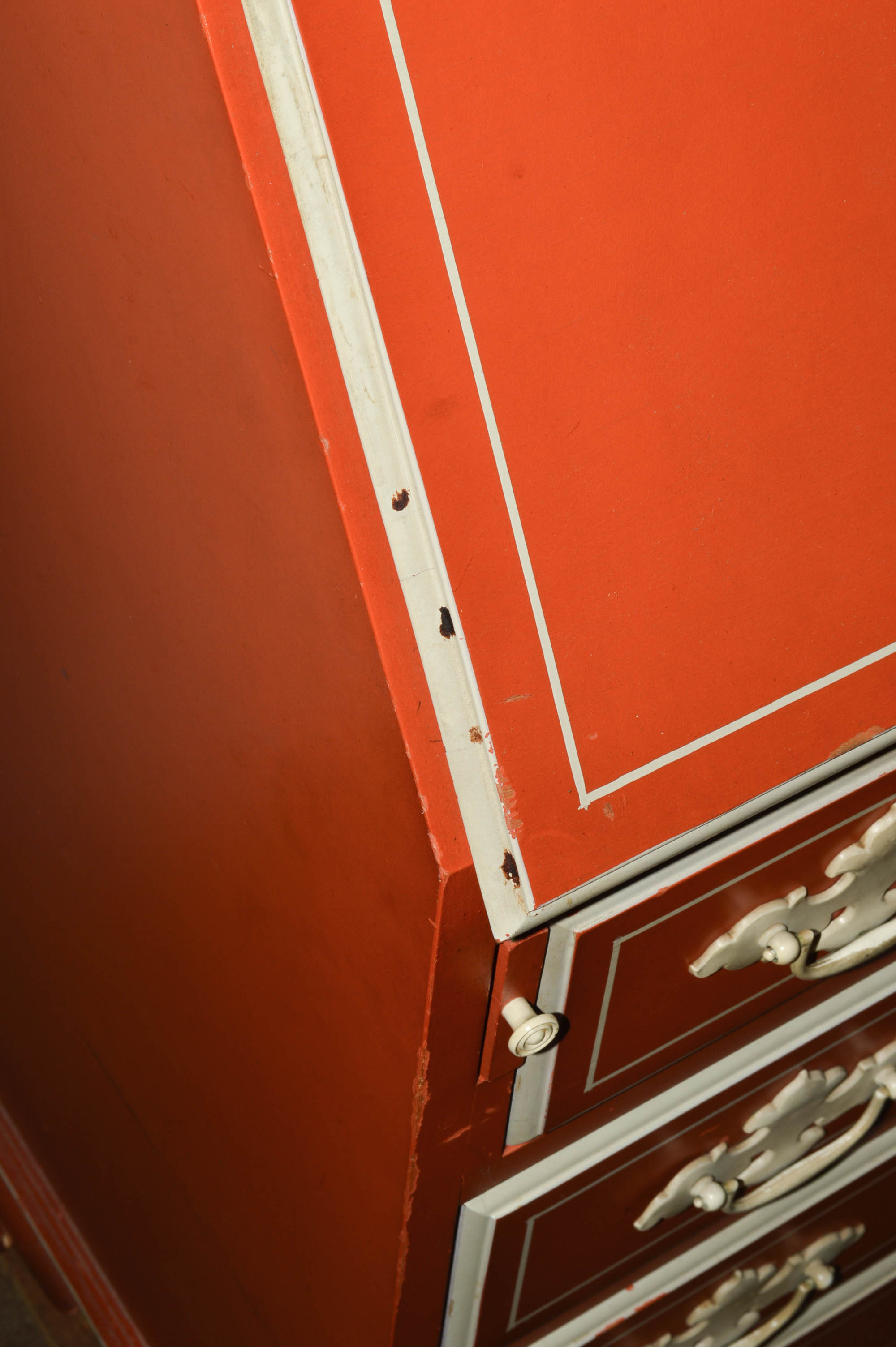 Cottage-Style Painted Secretary Desk With Twenty Drawers