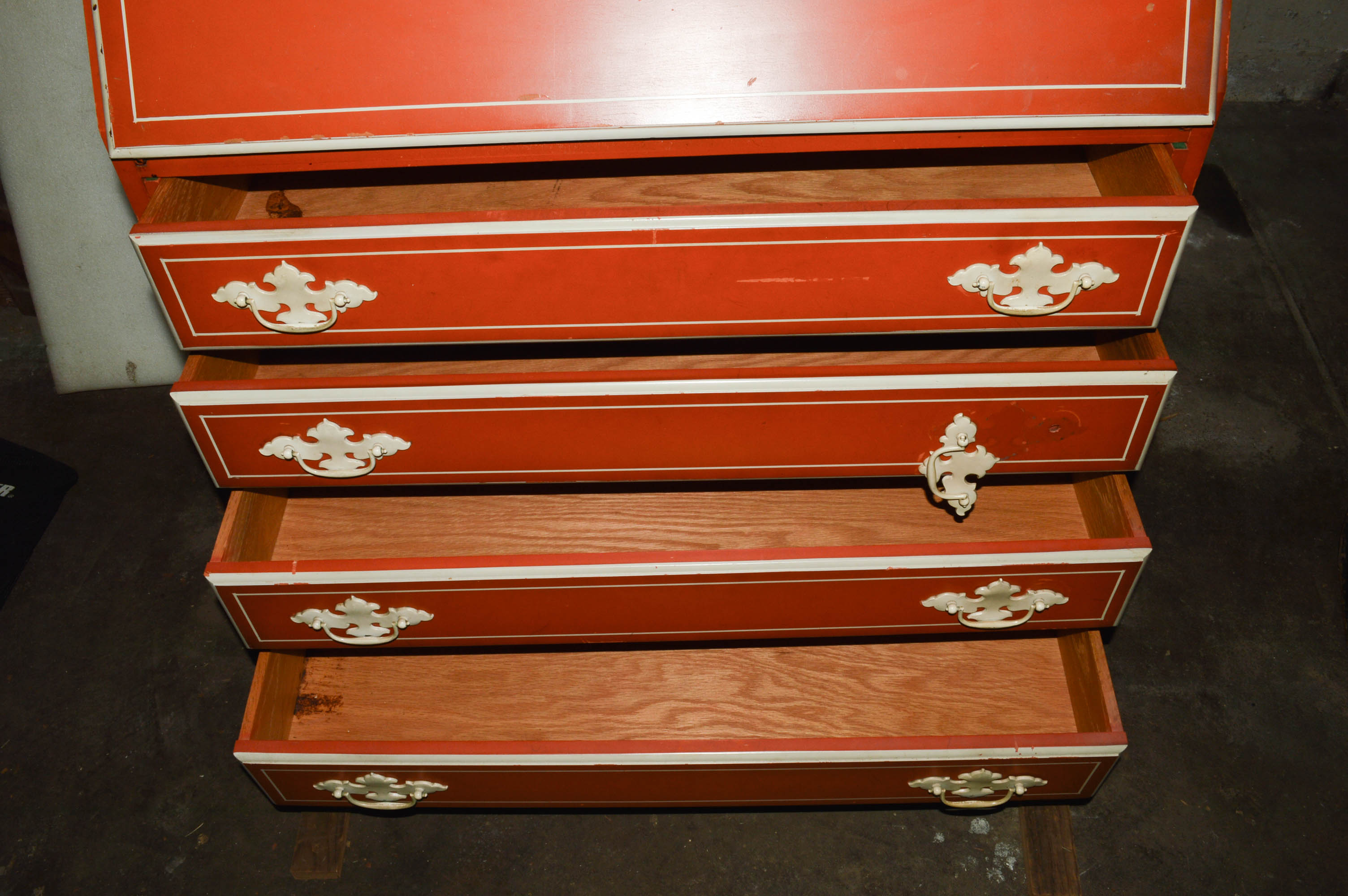 Cottage-Style Painted Secretary Desk With Twenty Drawers