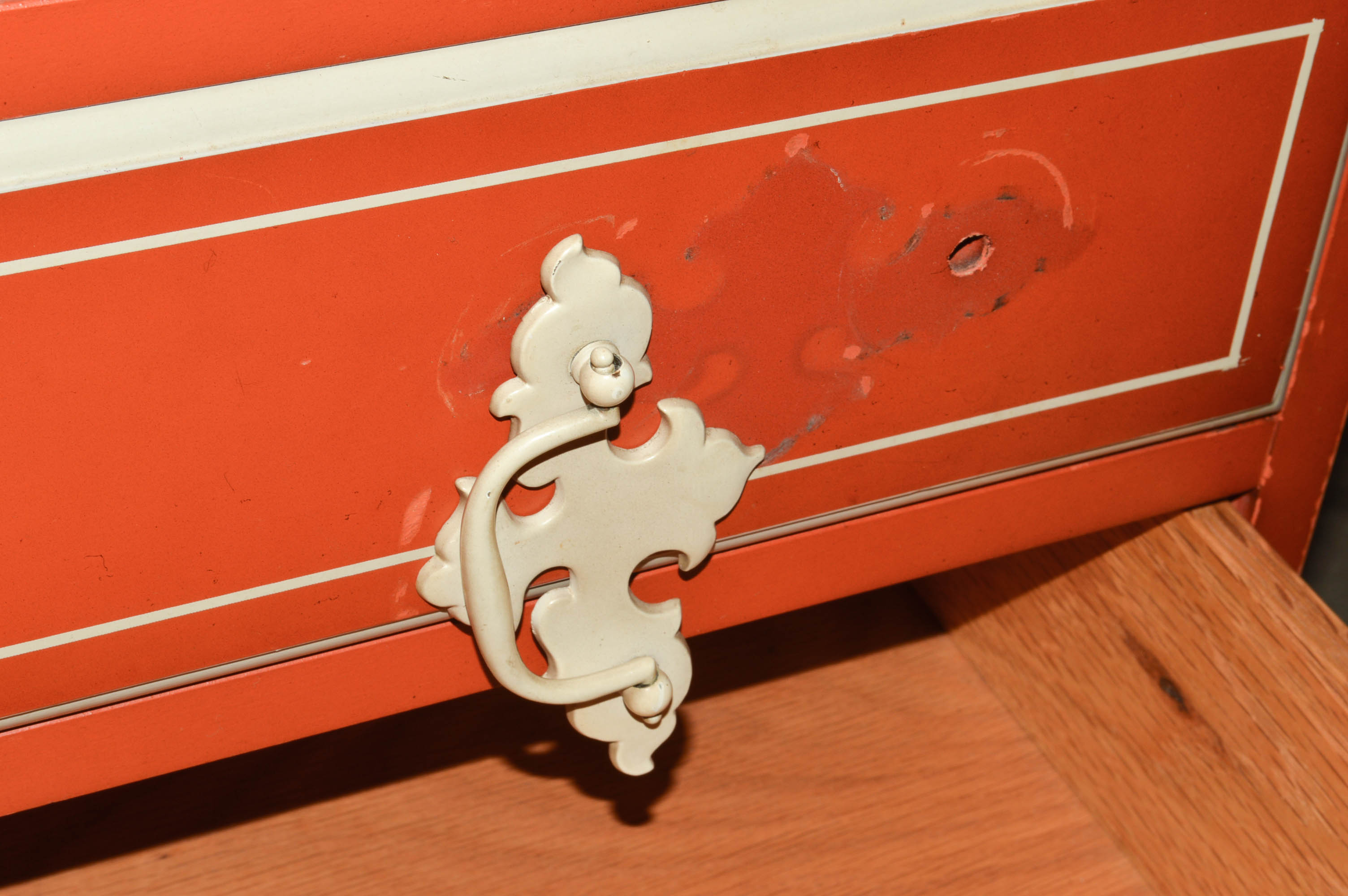 Cottage-Style Painted Secretary Desk With Twenty Drawers