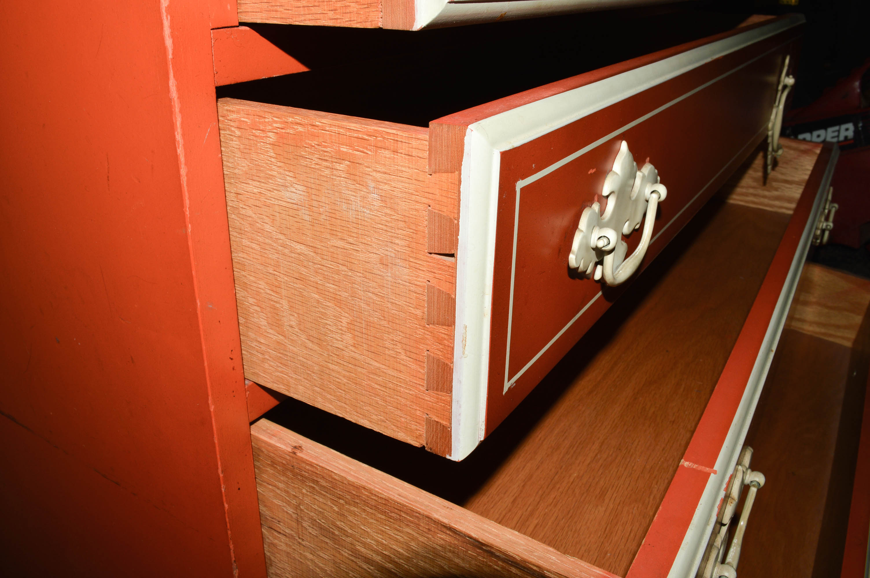 Cottage-Style Painted Secretary Desk With Twenty Drawers