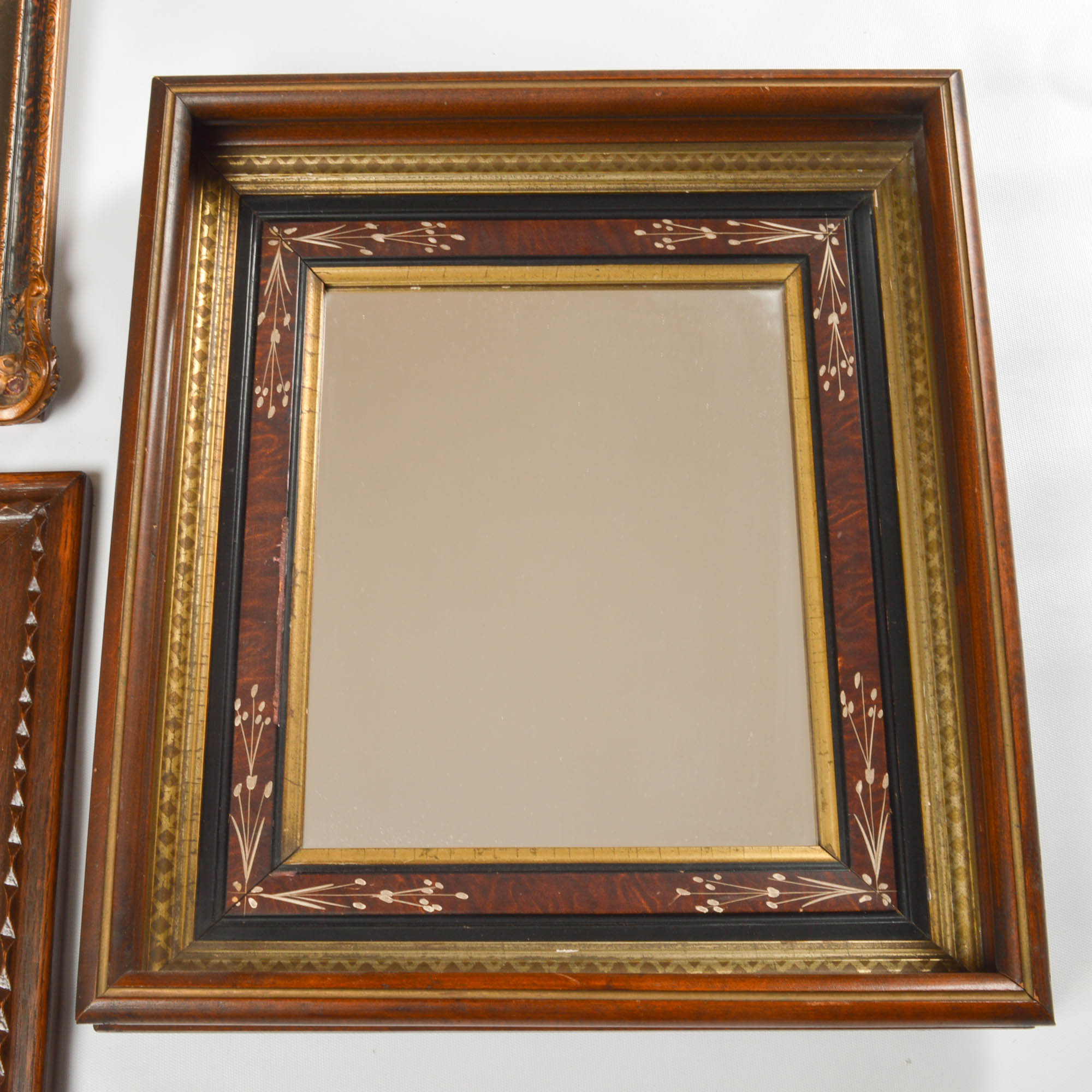 Antique Wall Mirrors with Hand-Tinted Photograph on Paper