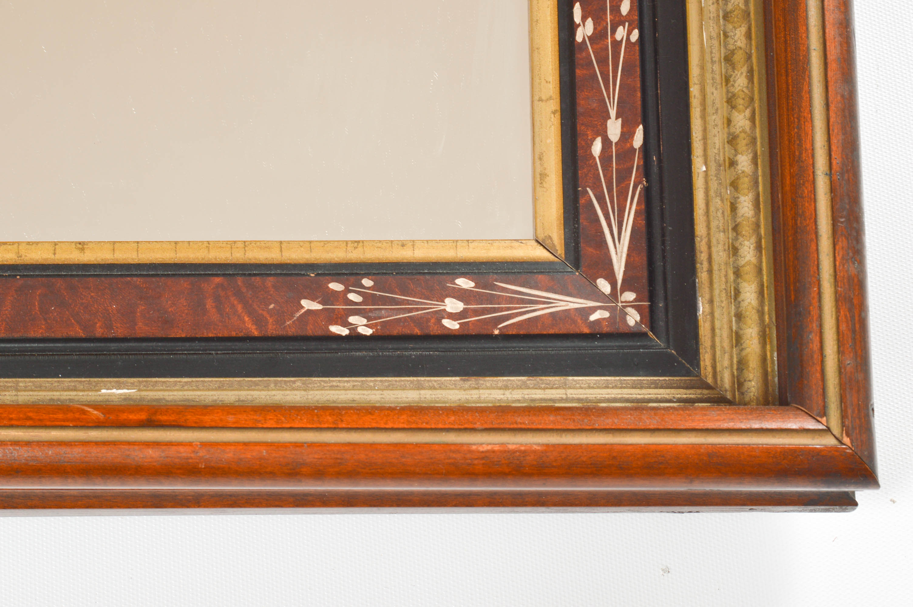 Antique Wall Mirrors with Hand-Tinted Photograph on Paper