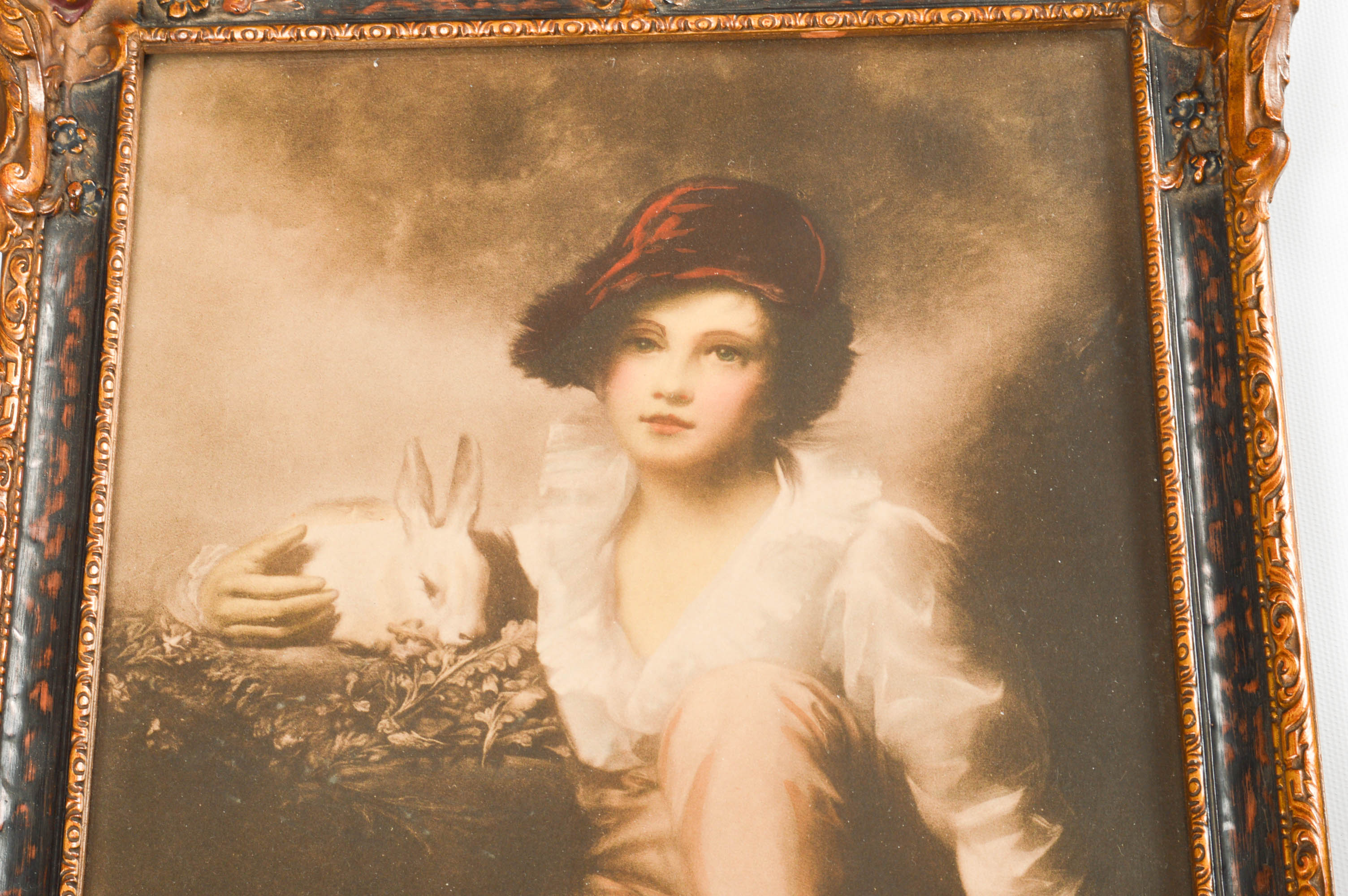 Antique Wall Mirrors with Hand-Tinted Photograph on Paper