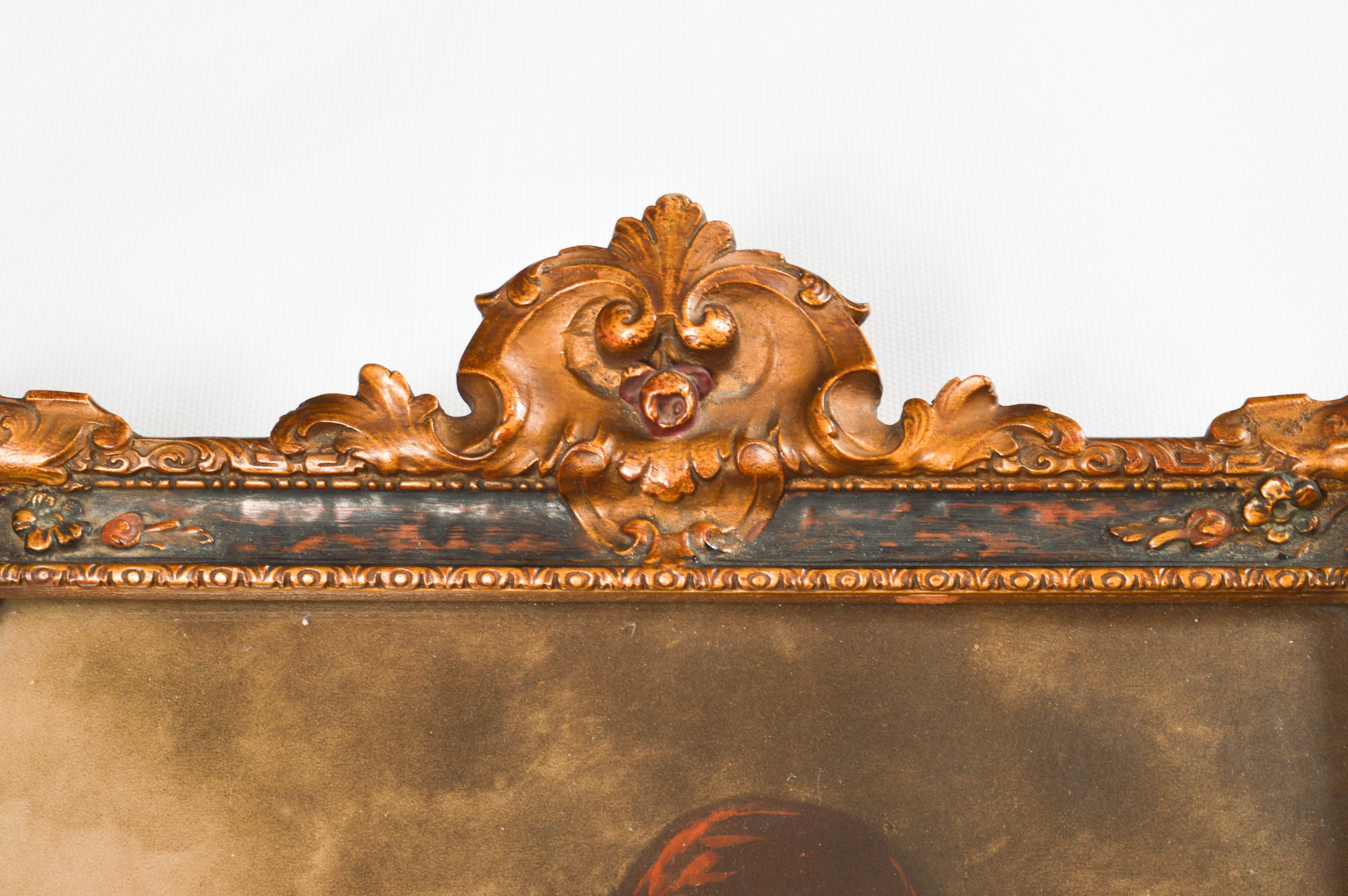 Antique Wall Mirrors with Hand-Tinted Photograph on Paper