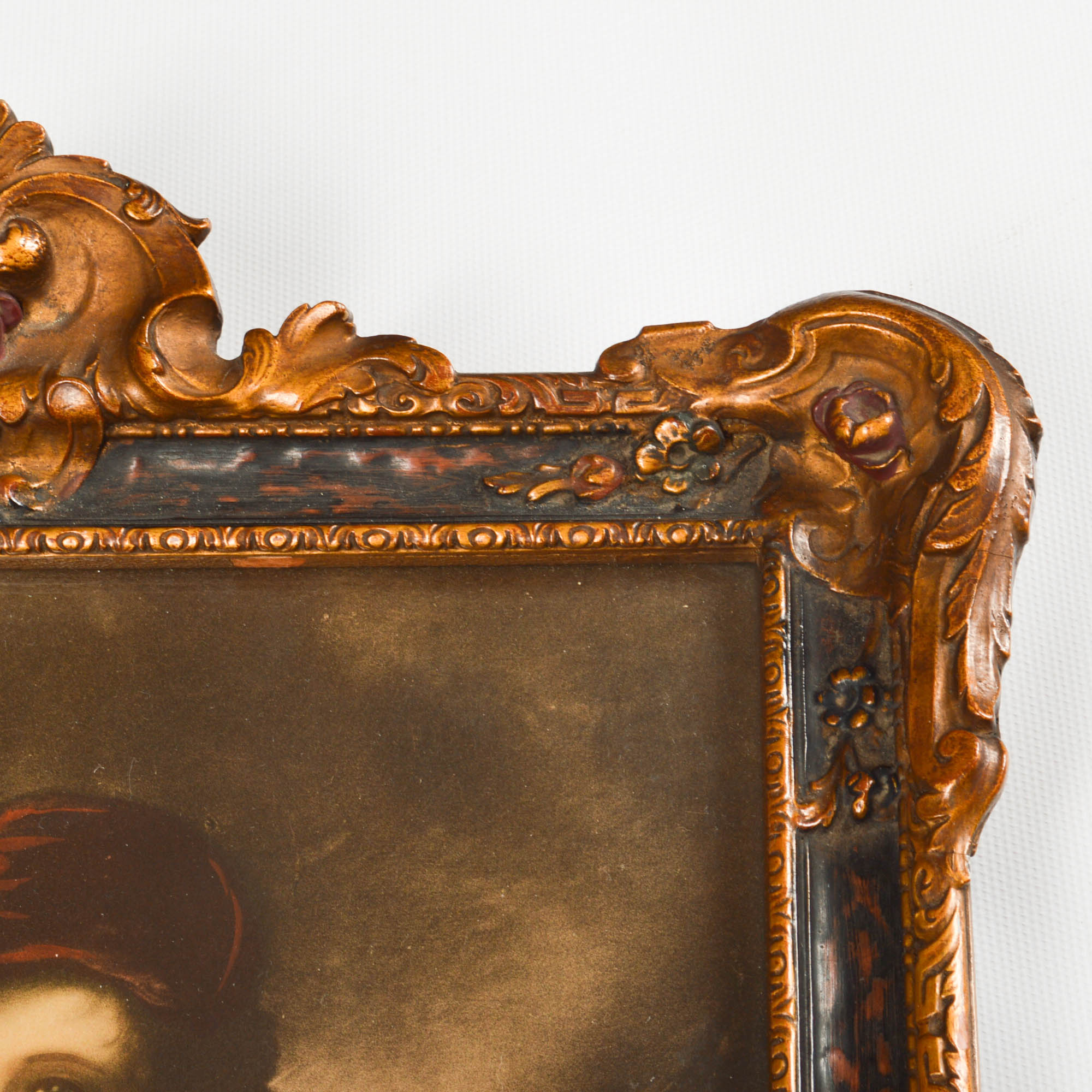 Antique Wall Mirrors with Hand-Tinted Photograph on Paper