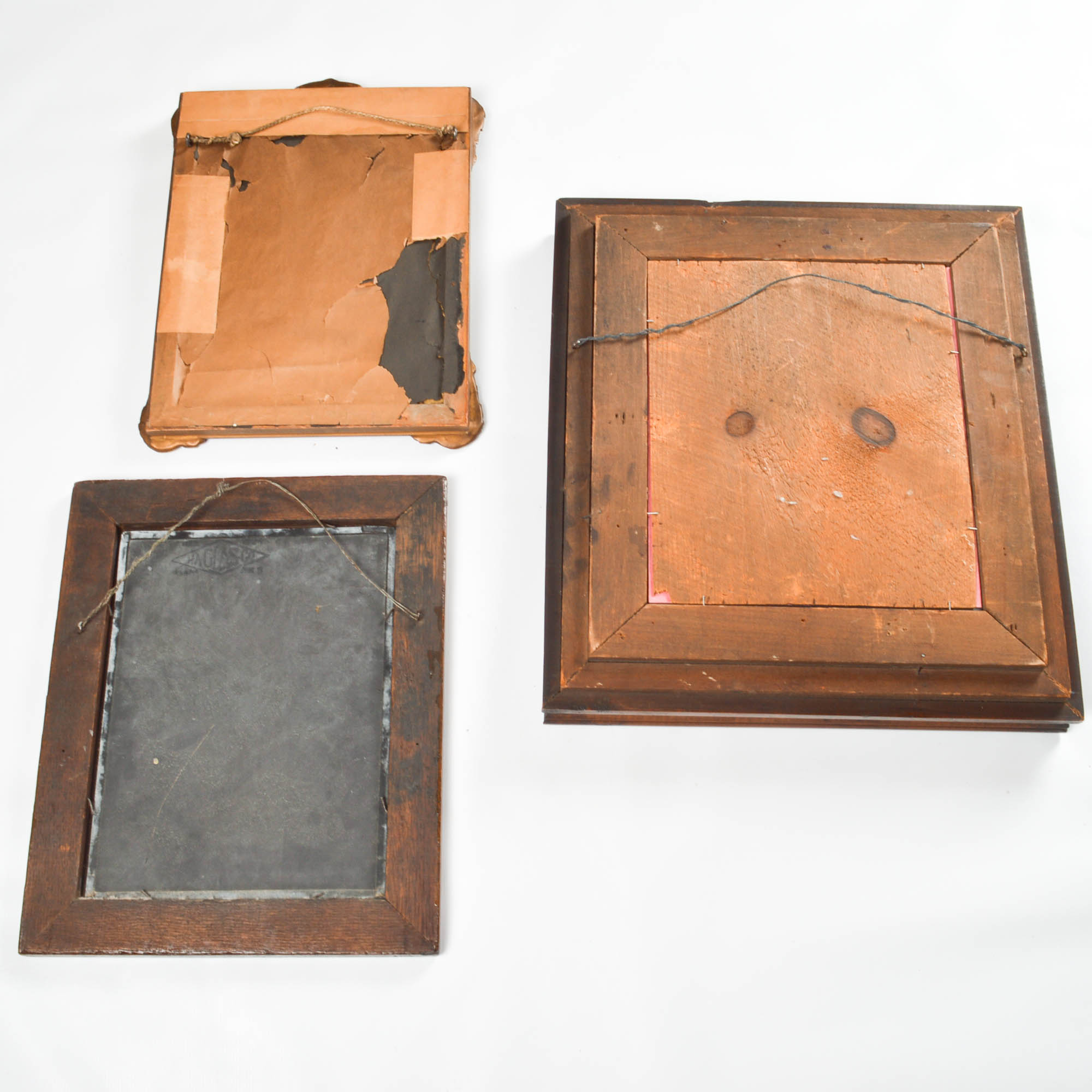 Antique Wall Mirrors with Hand-Tinted Photograph on Paper