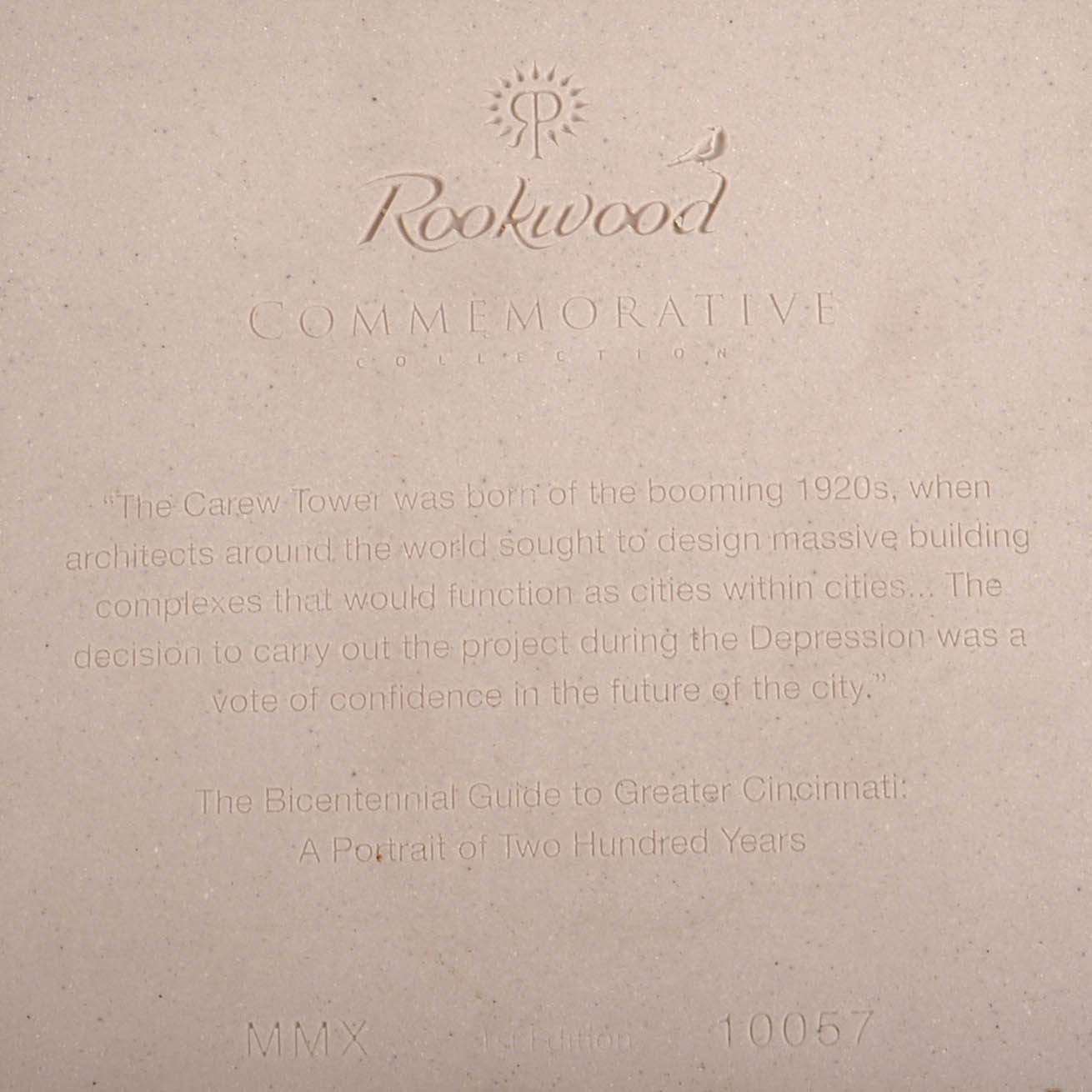 Two Rookwood First Edition Commemorative Tiles With Ornament