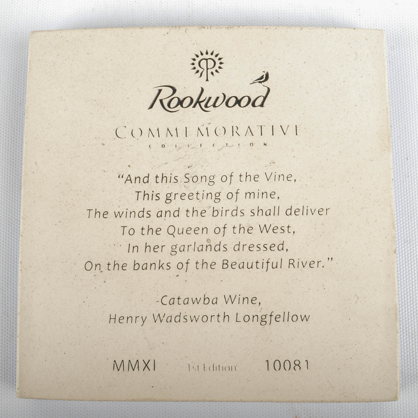 Two Rookwood First Edition Commemorative Tiles With Ornament