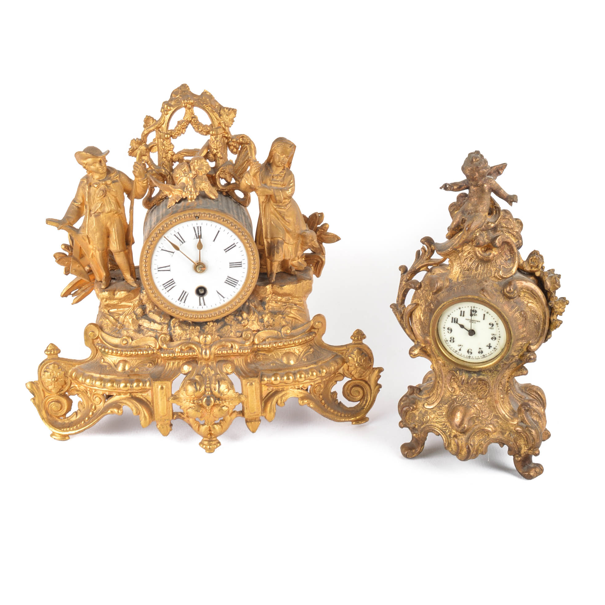 Two Vintage Ornamental Mantle Clocks
