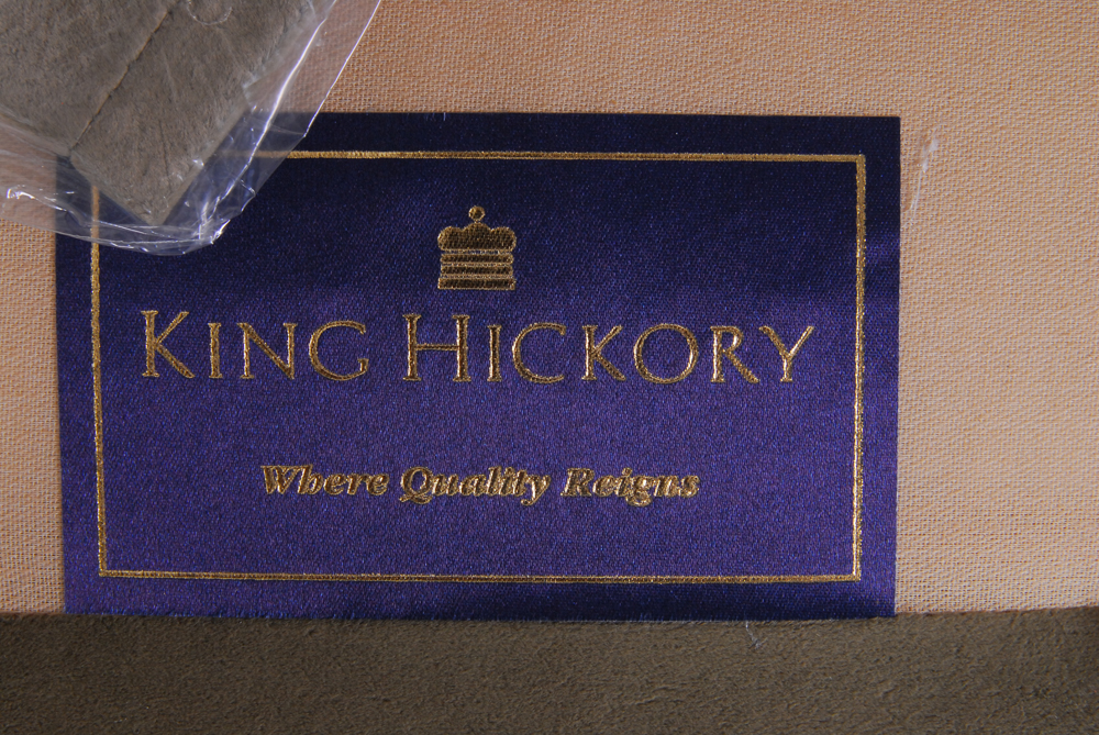 King Hickory Green-Upholstered Armchair and Ottoman