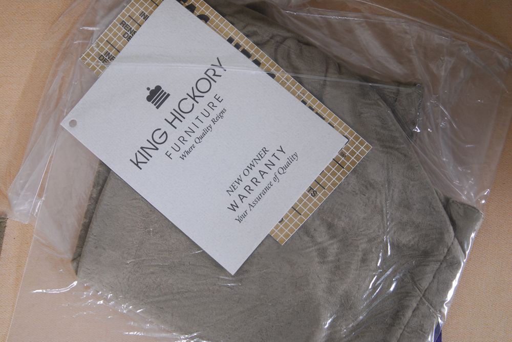 King Hickory Green-Upholstered Armchair and Ottoman