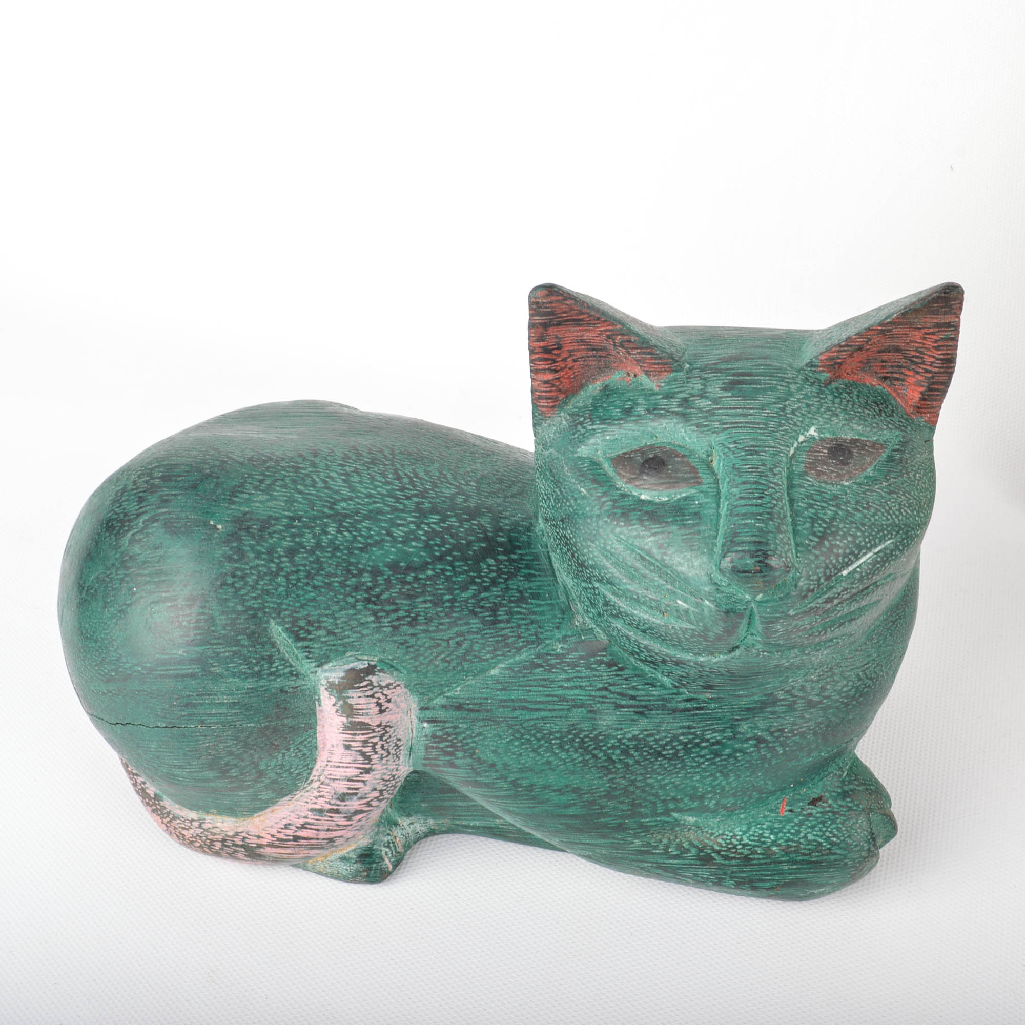 Carved Cat and Mouse Sculptures and Cat-Themed Books