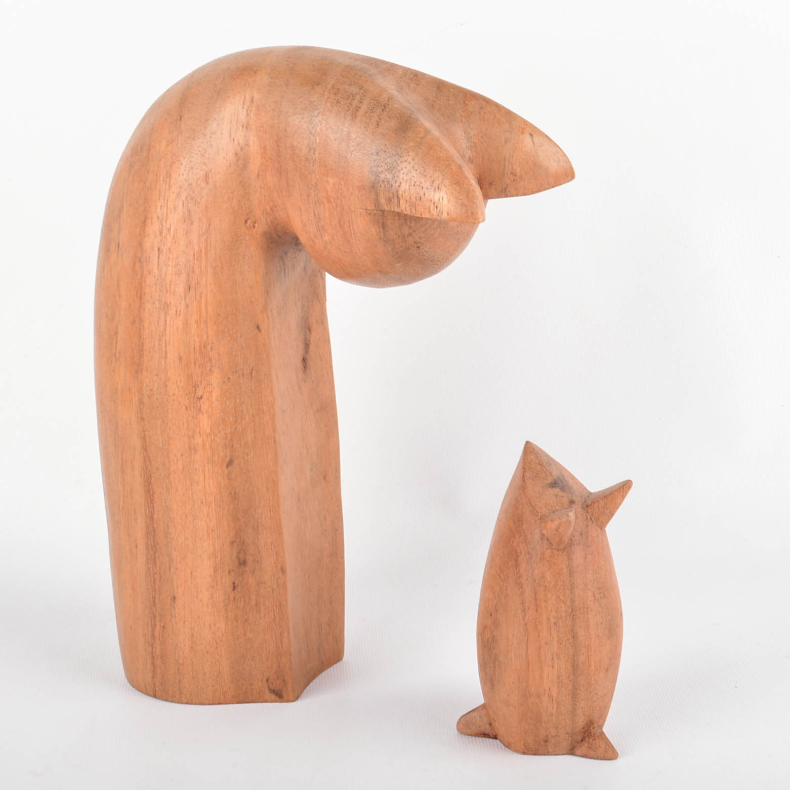 Carved Cat and Mouse Sculptures and Cat-Themed Books