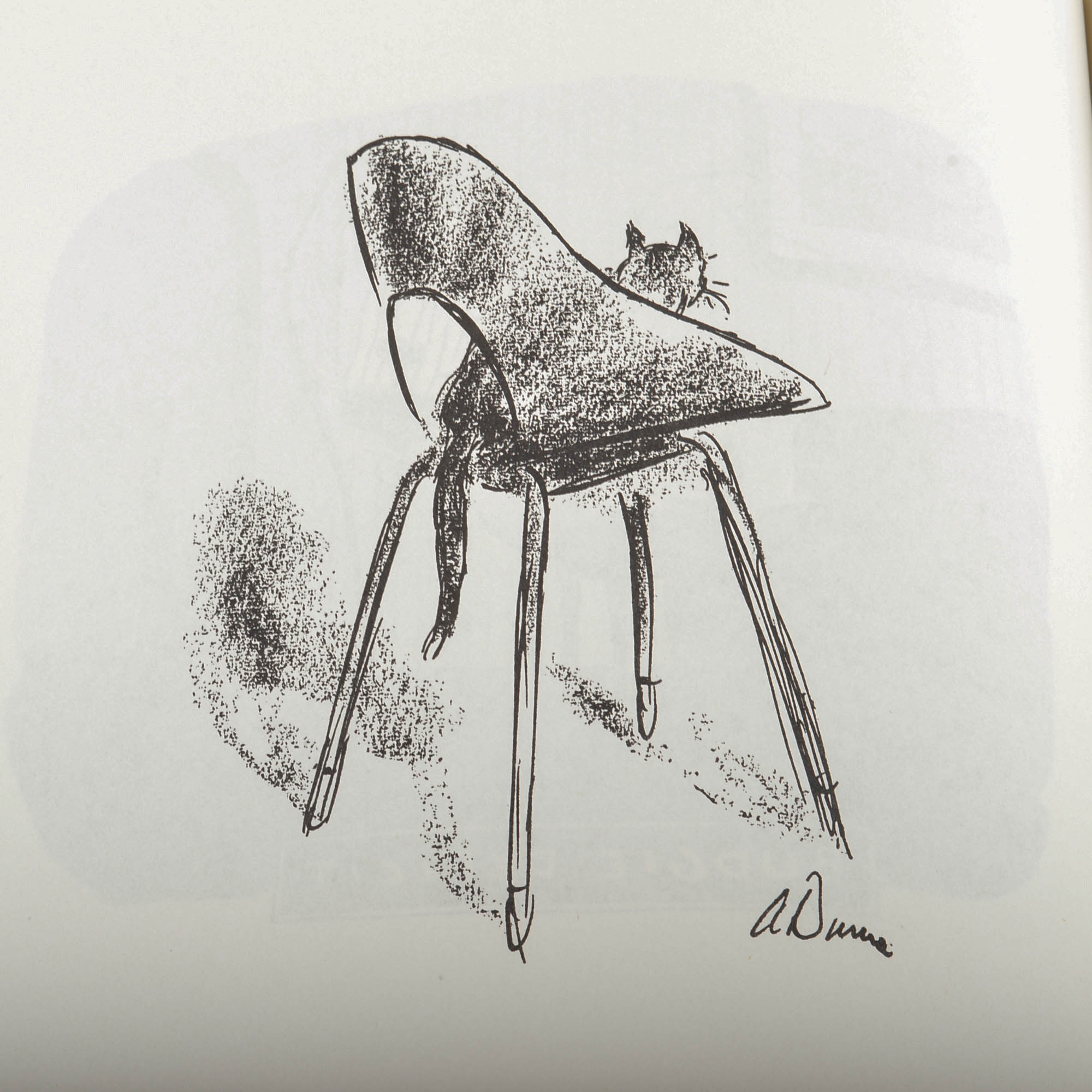 Carved Cat and Mouse Sculptures and Cat-Themed Books