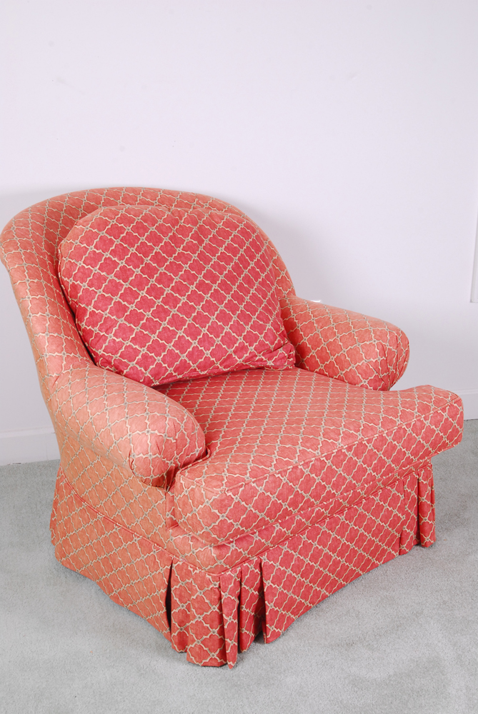 King Hickory Red-Upholstered Armchair and Ottoman