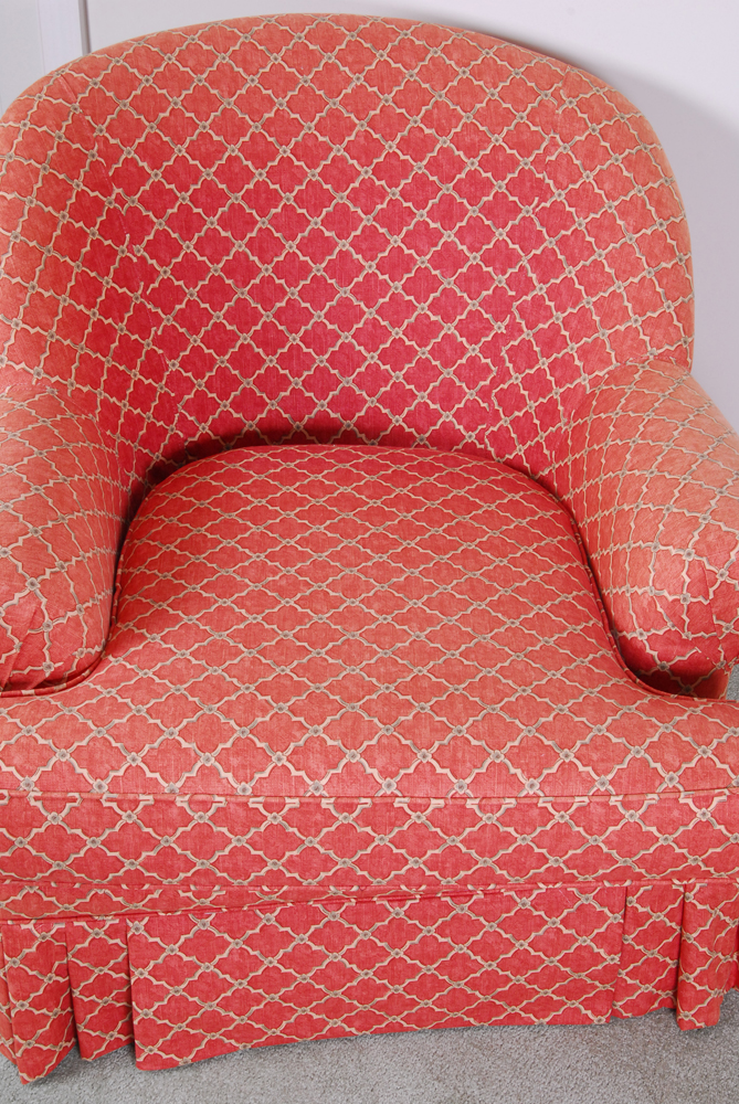 King Hickory Red-Upholstered Armchair and Ottoman