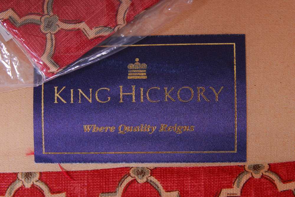 King Hickory Red-Upholstered Armchair and Ottoman