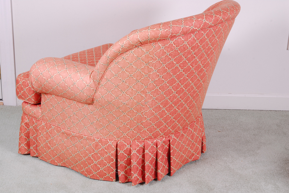 King Hickory Red-Upholstered Armchair and Ottoman