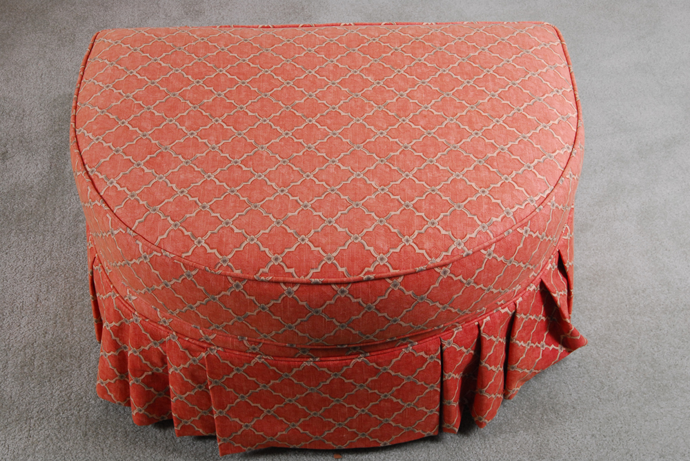 King Hickory Red-Upholstered Armchair and Ottoman