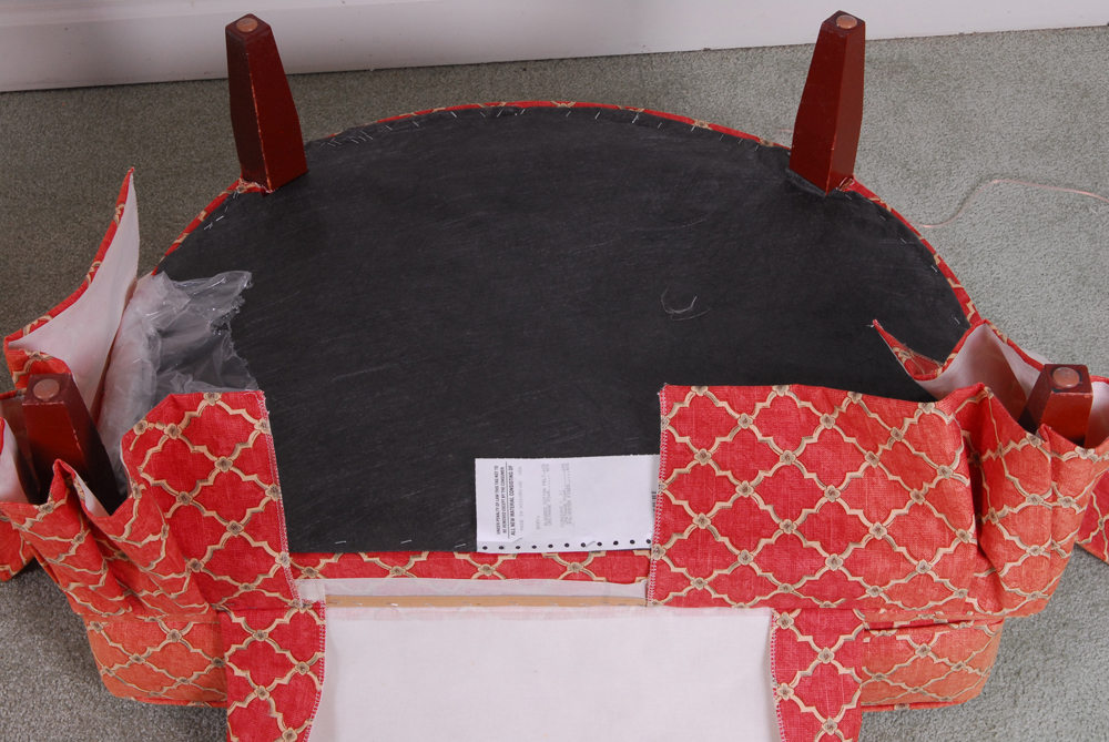 King Hickory Red-Upholstered Armchair and Ottoman