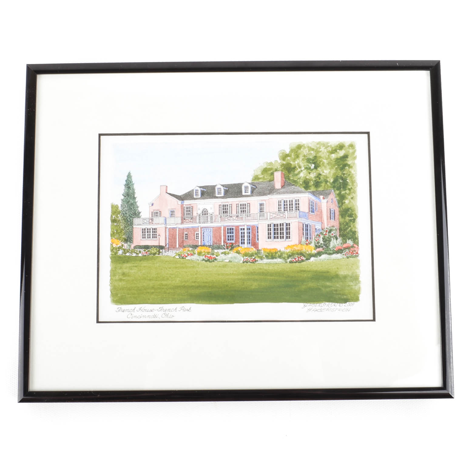Helen Haberstroh Hand-Tinted Print "French House - French Park"