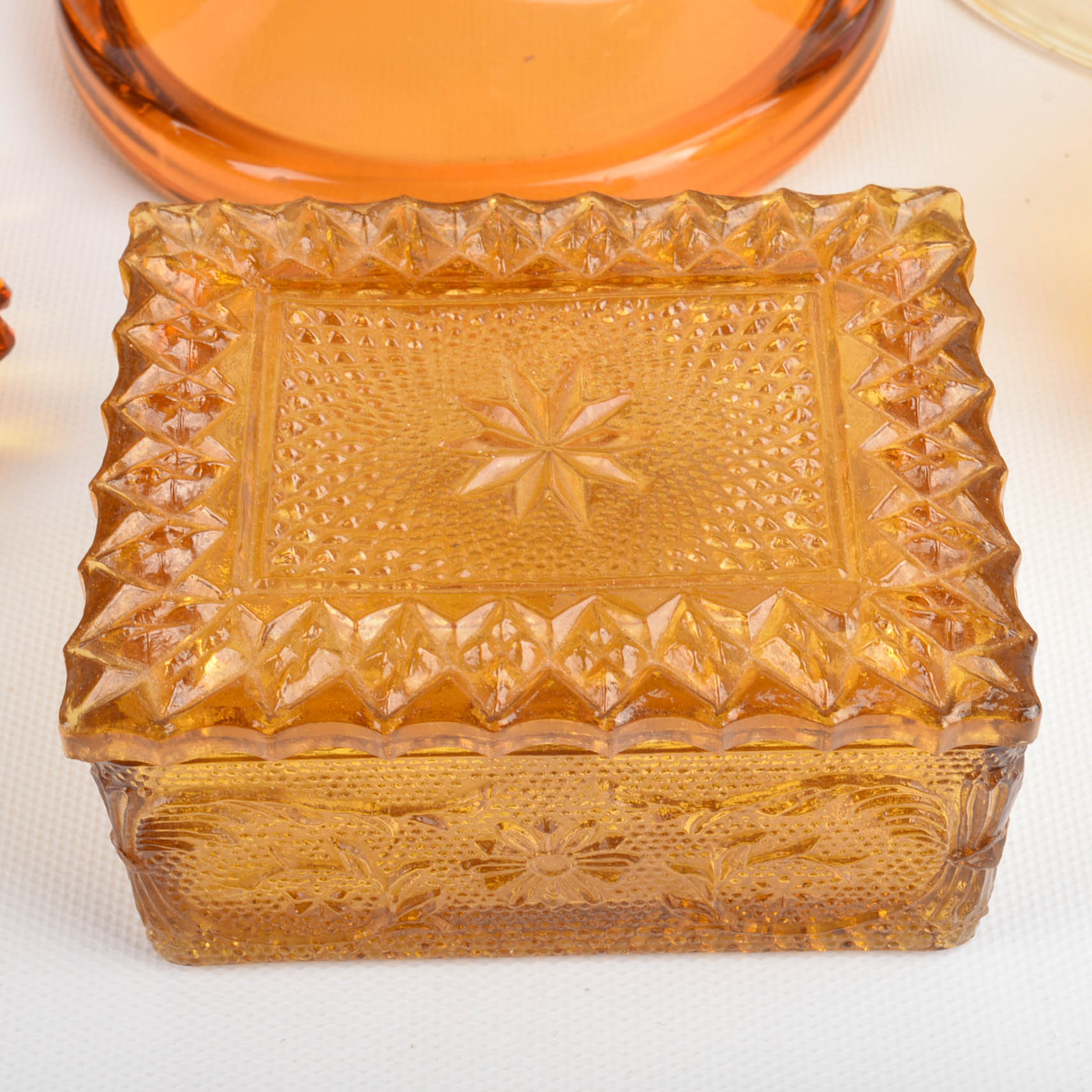 Amber Color Glass Candle Holders And More