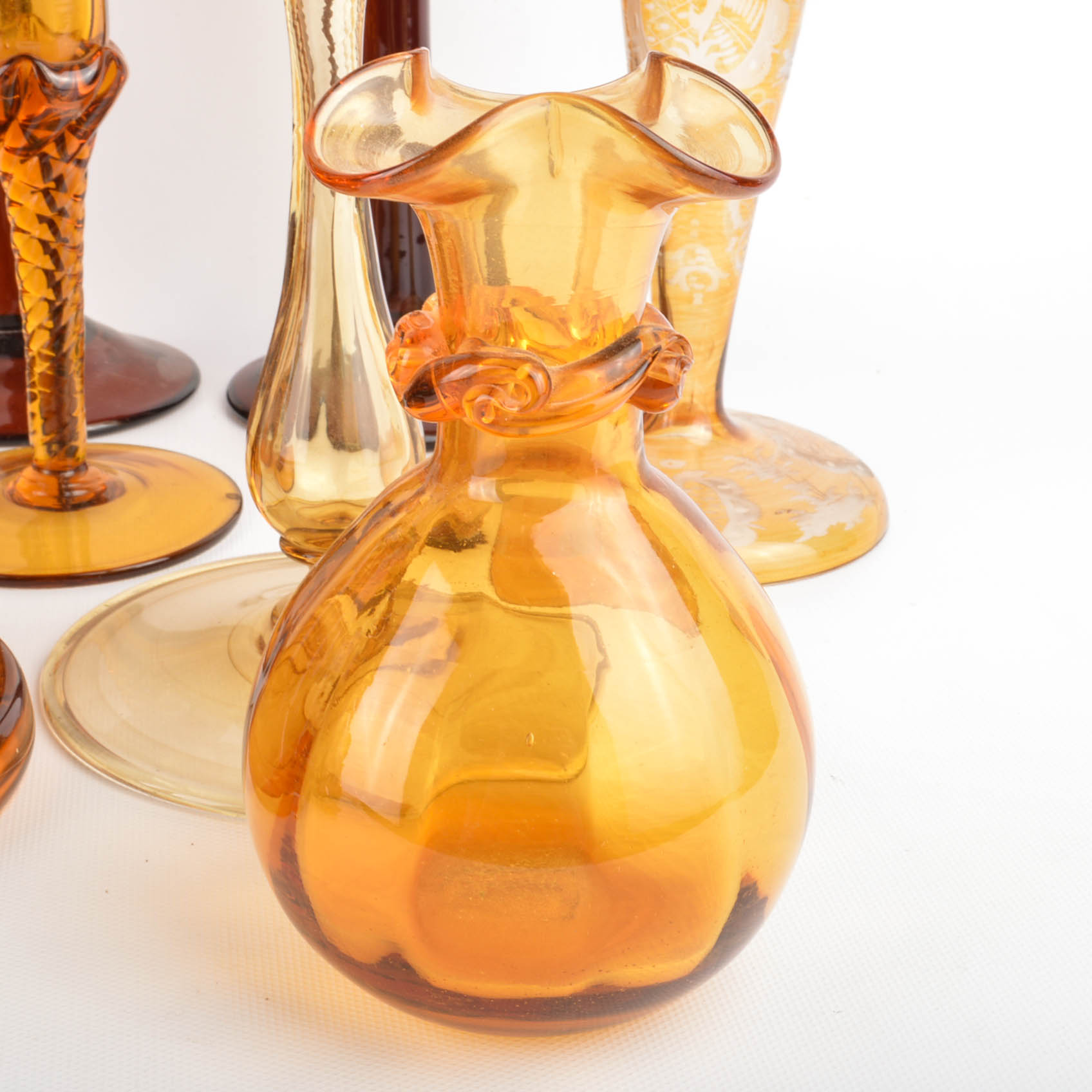 Amber Color Glass Candle Holders And More