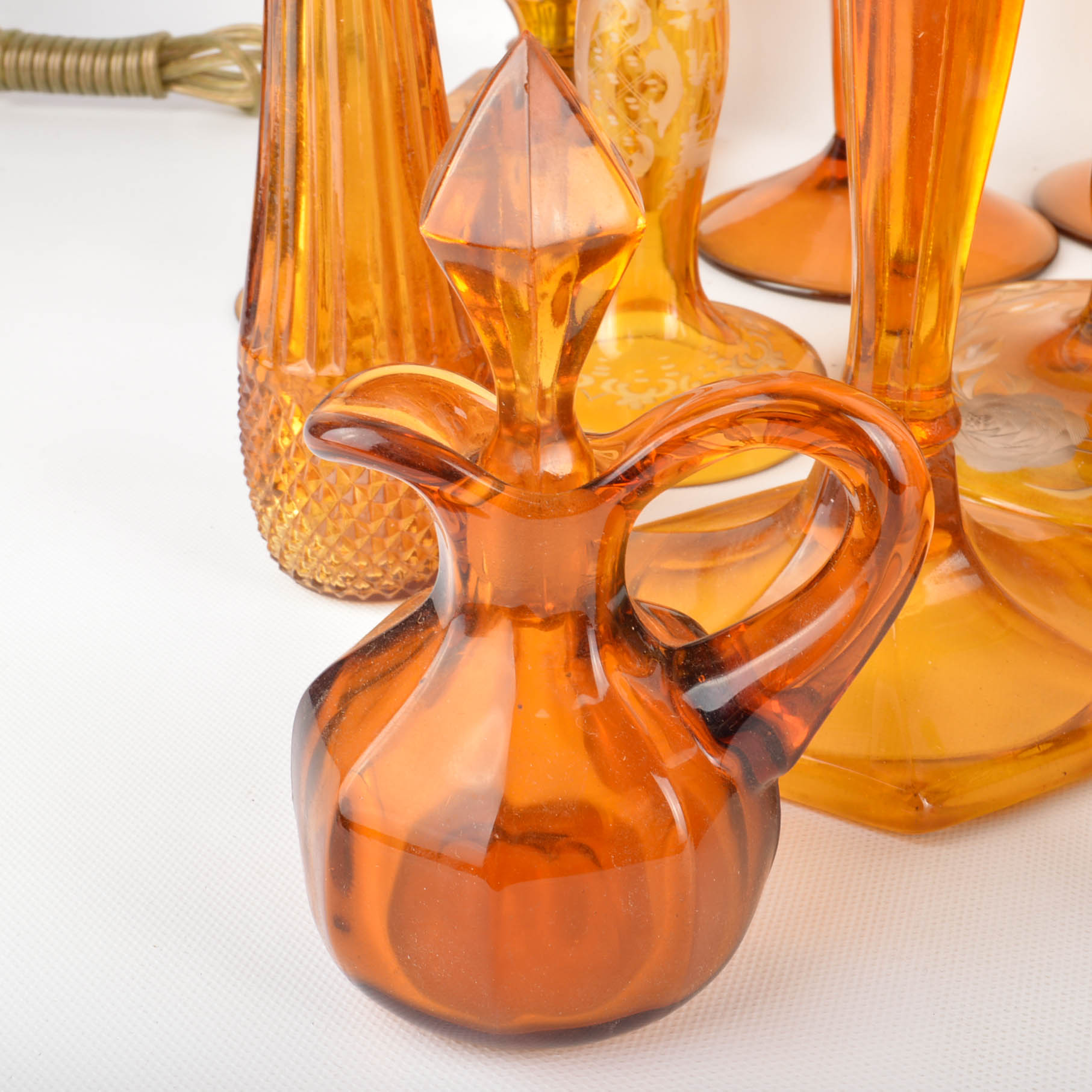 Amber Color Glass Candle Holders And More