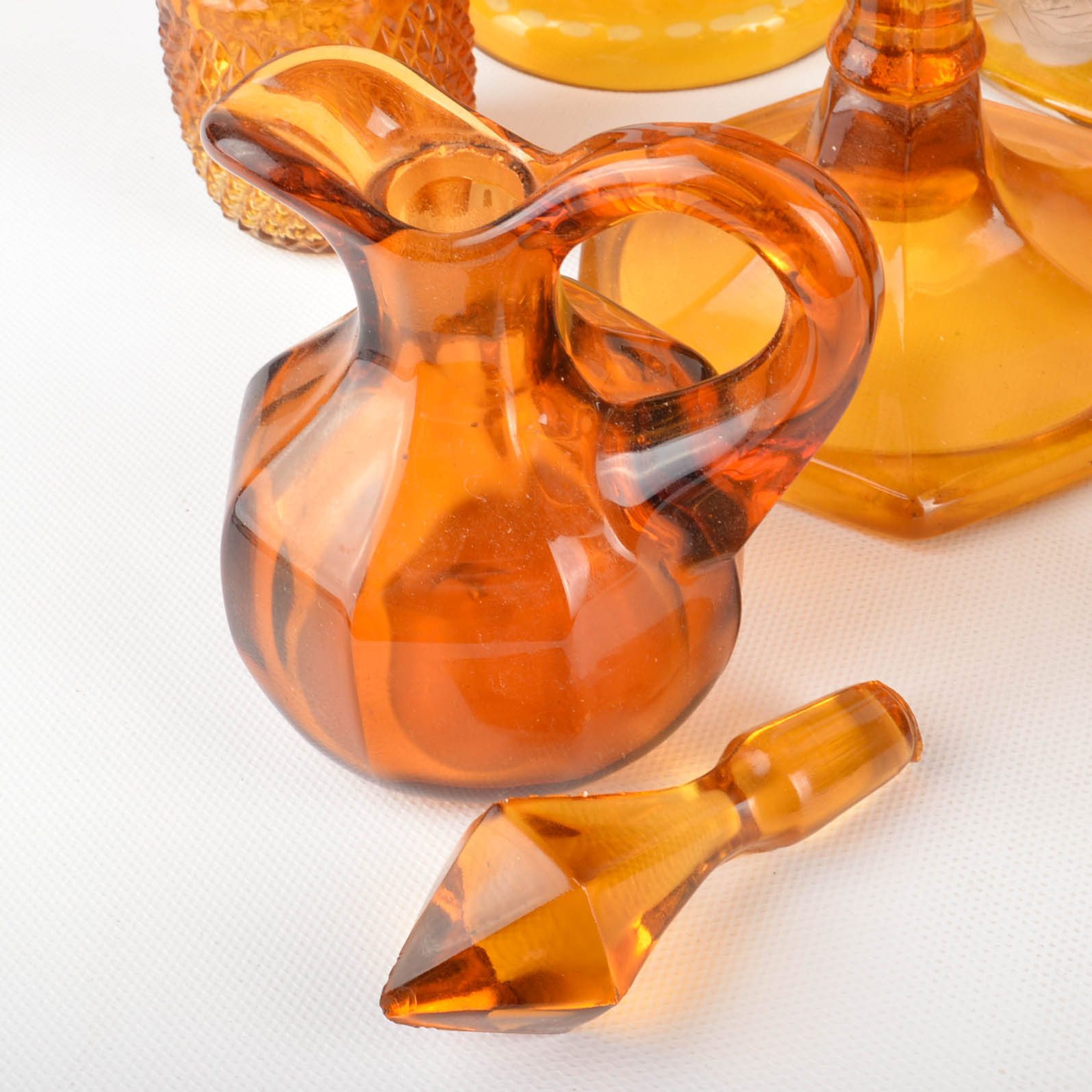 Amber Color Glass Candle Holders And More