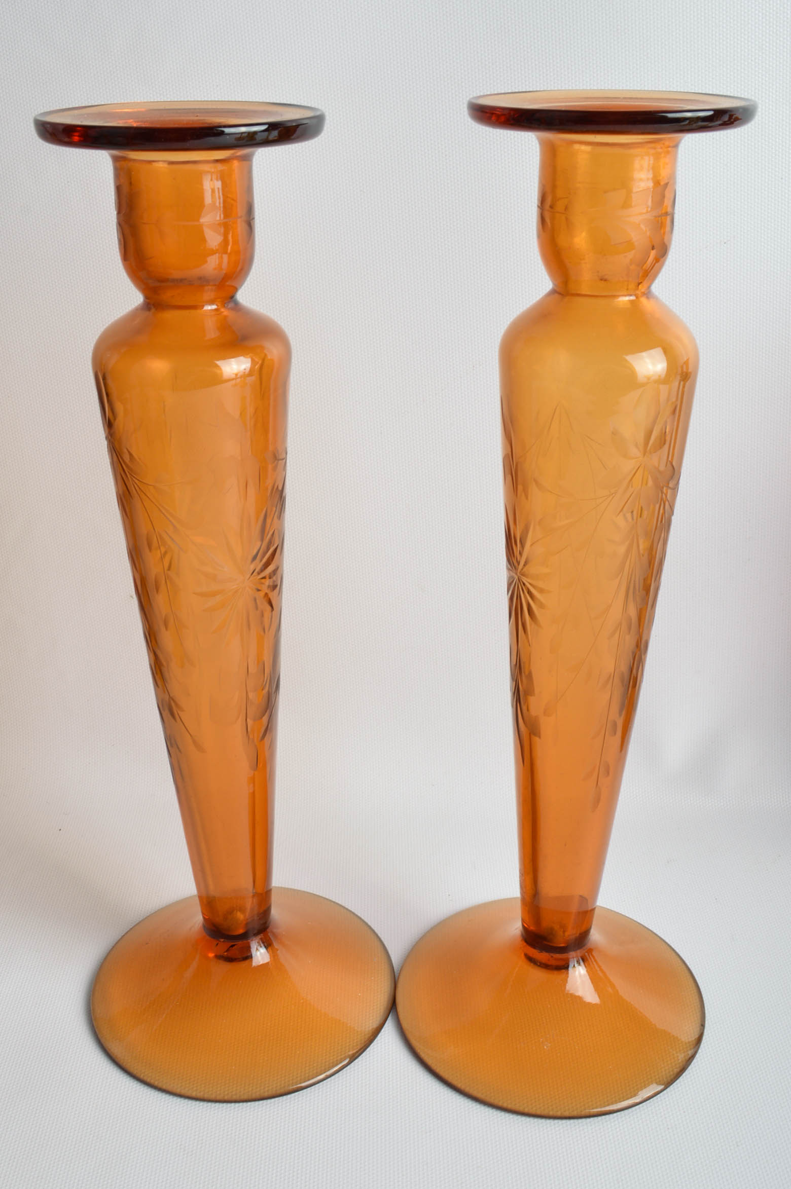 Amber Color Glass Candle Holders And More