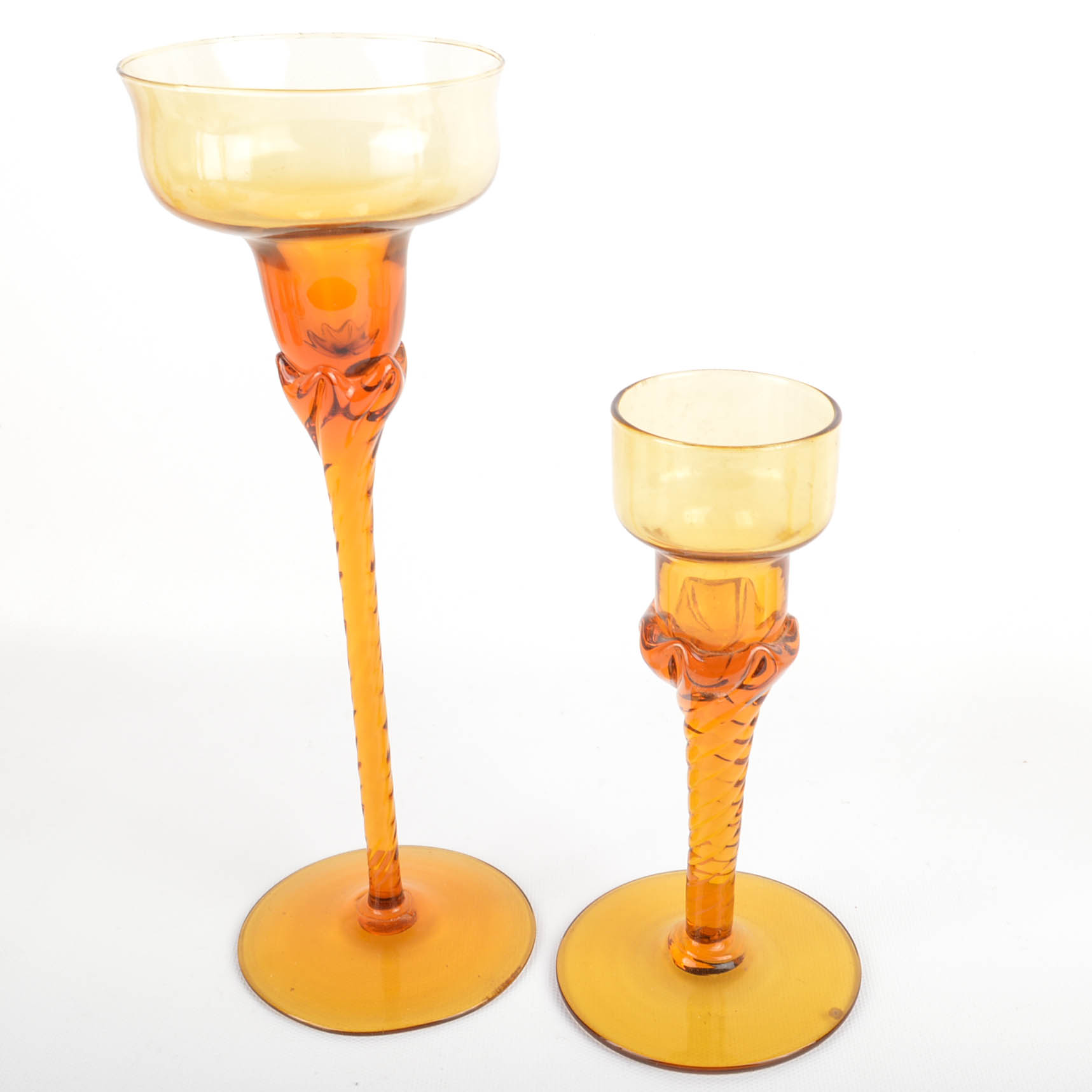 Amber Color Glass Candle Holders And More