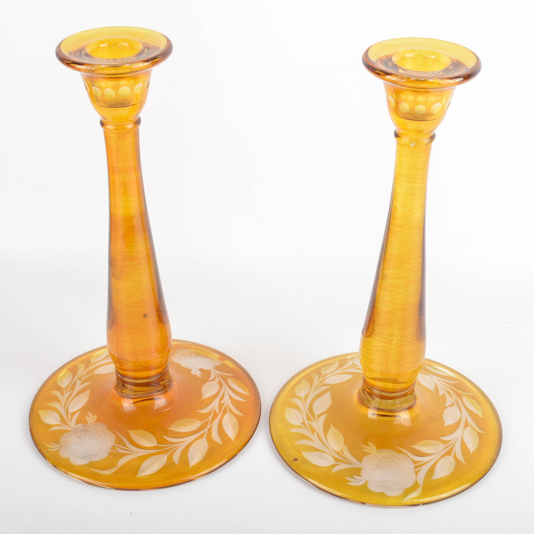 Amber Color Glass Candle Holders And More